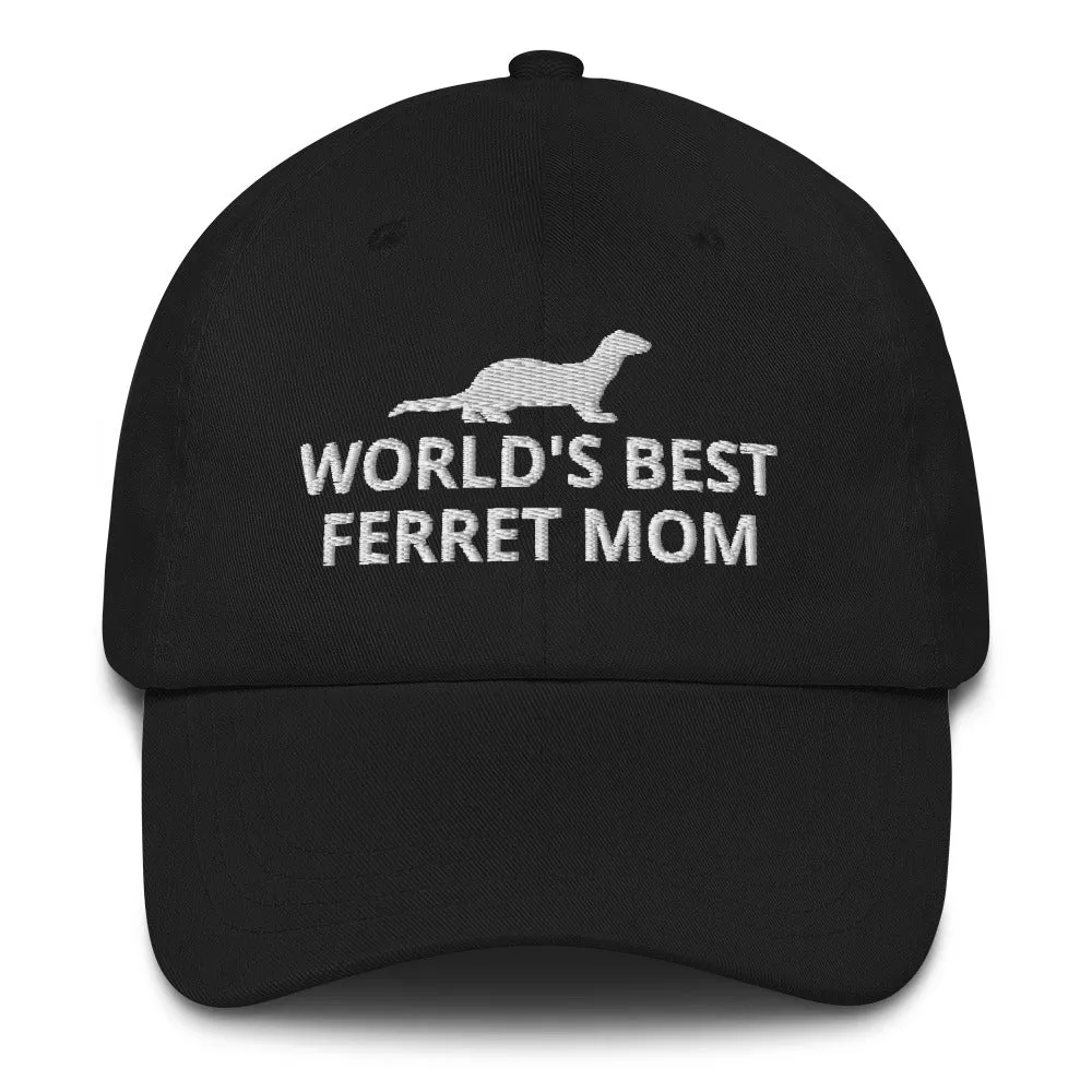 Ferret Hat | World's Best Ferret Mom | Perfect gift for the Pet Ferret lover! | Multiple Hat Colors Available