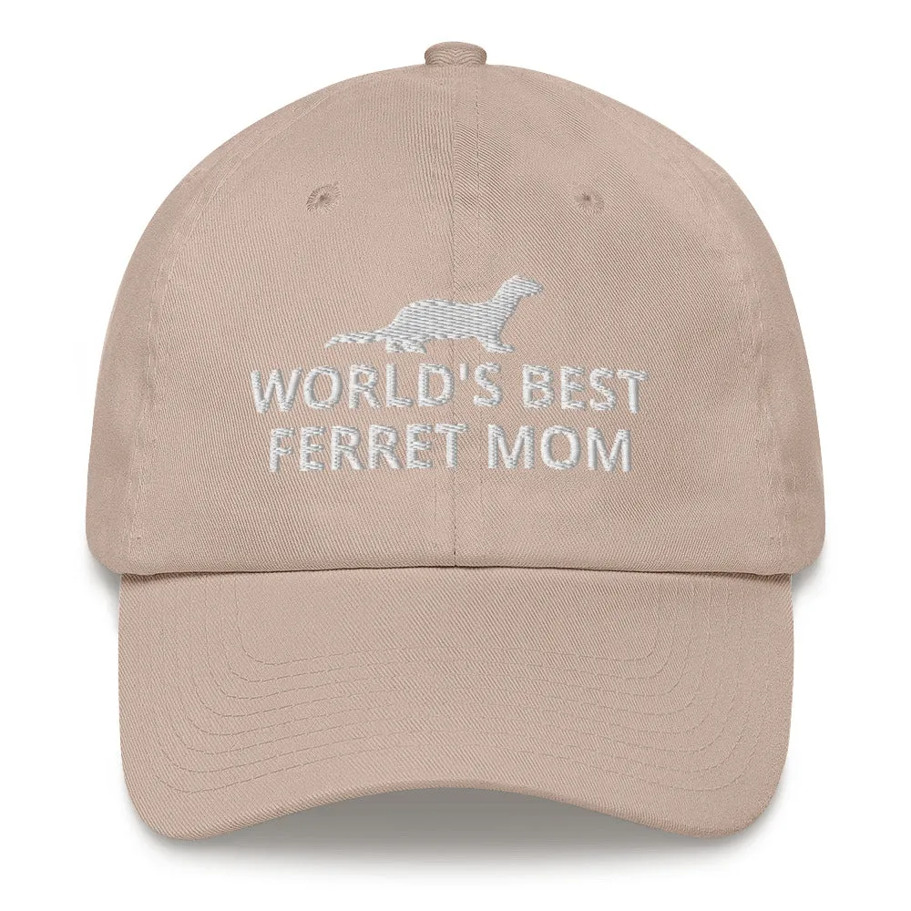 Ferret Hat | World's Best Ferret Mom | Perfect gift for the Pet Ferret lover! | Multiple Hat Colors Available