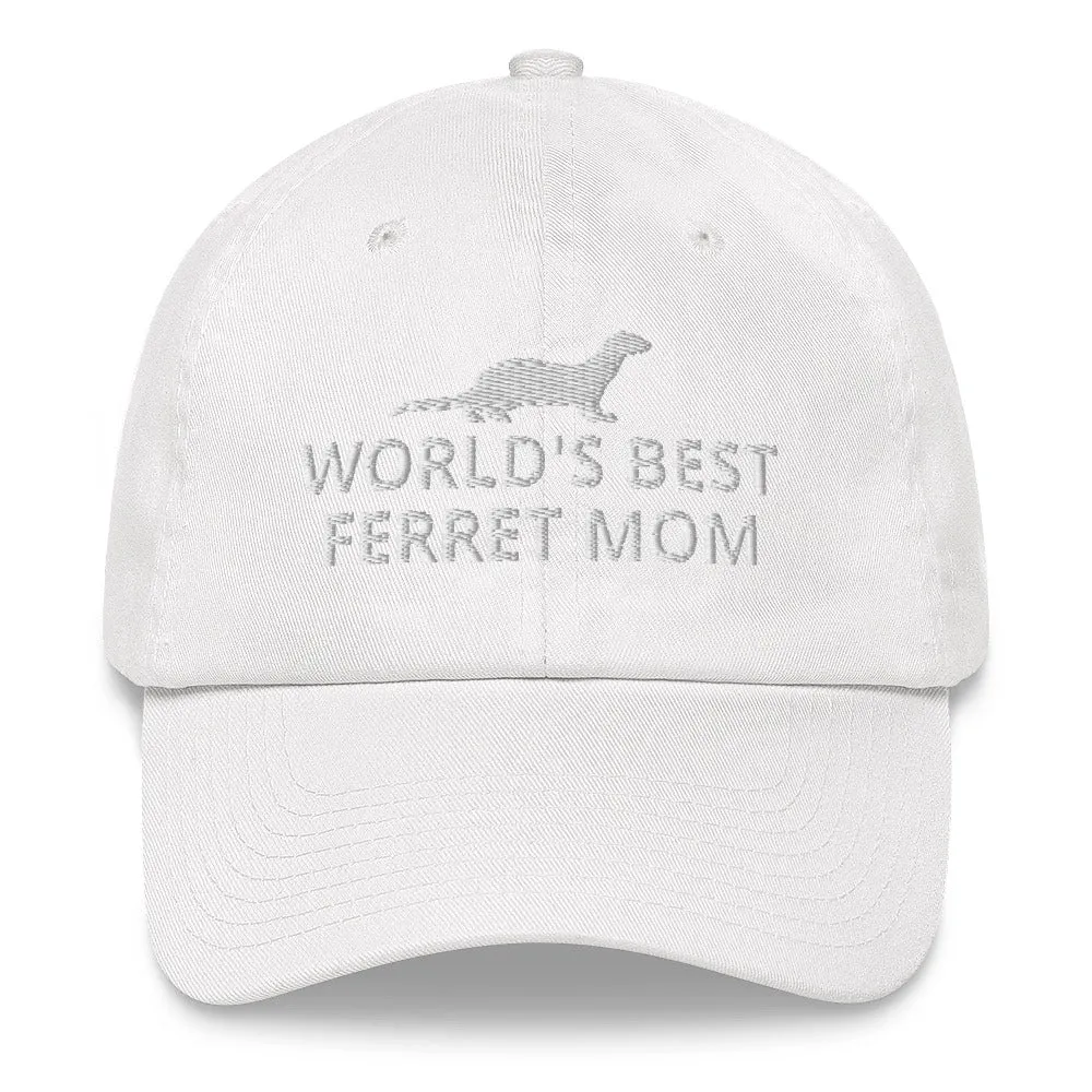 Ferret Hat | World's Best Ferret Mom | Perfect gift for the Pet Ferret lover! | Multiple Hat Colors Available