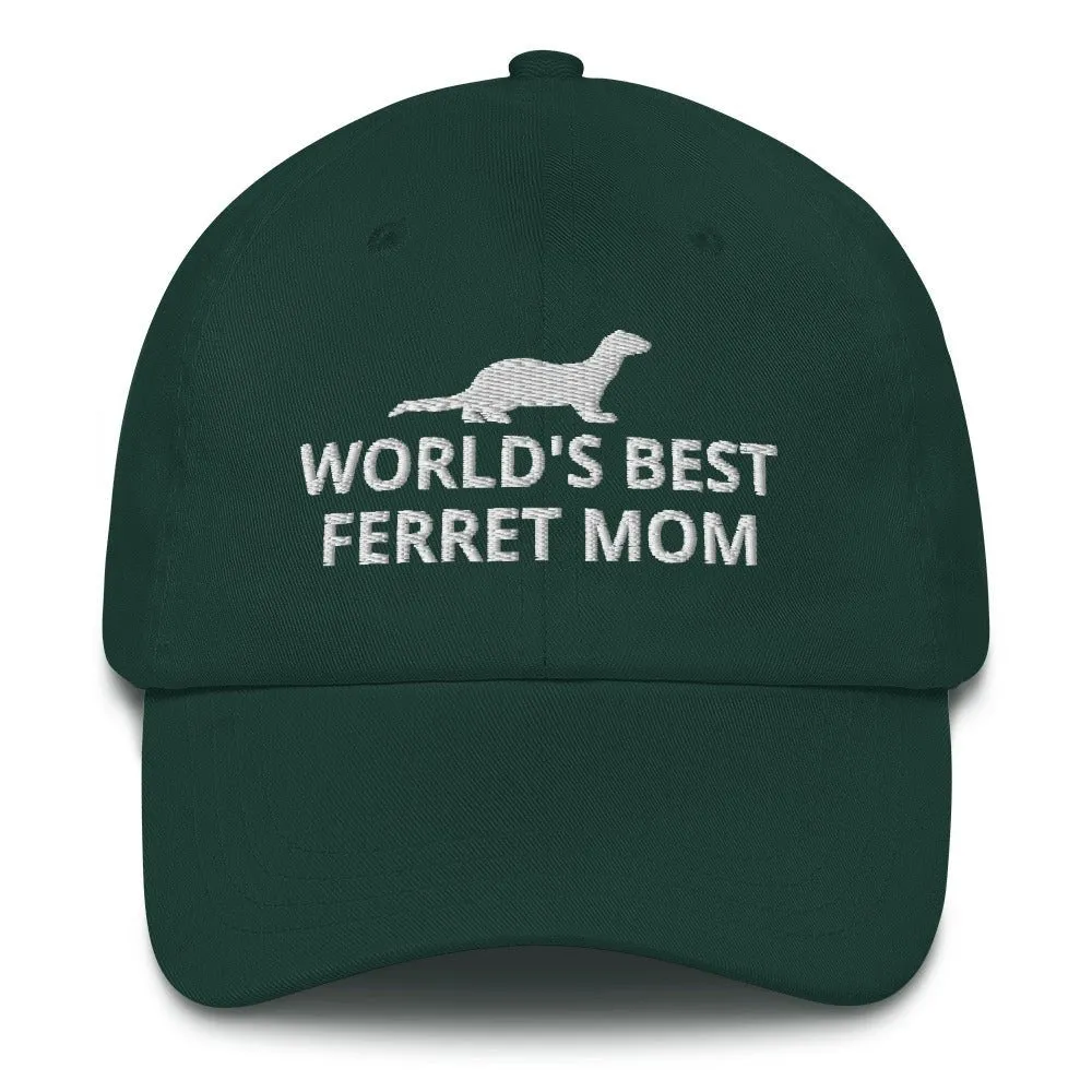 Ferret Hat | World's Best Ferret Mom | Perfect gift for the Pet Ferret lover! | Multiple Hat Colors Available