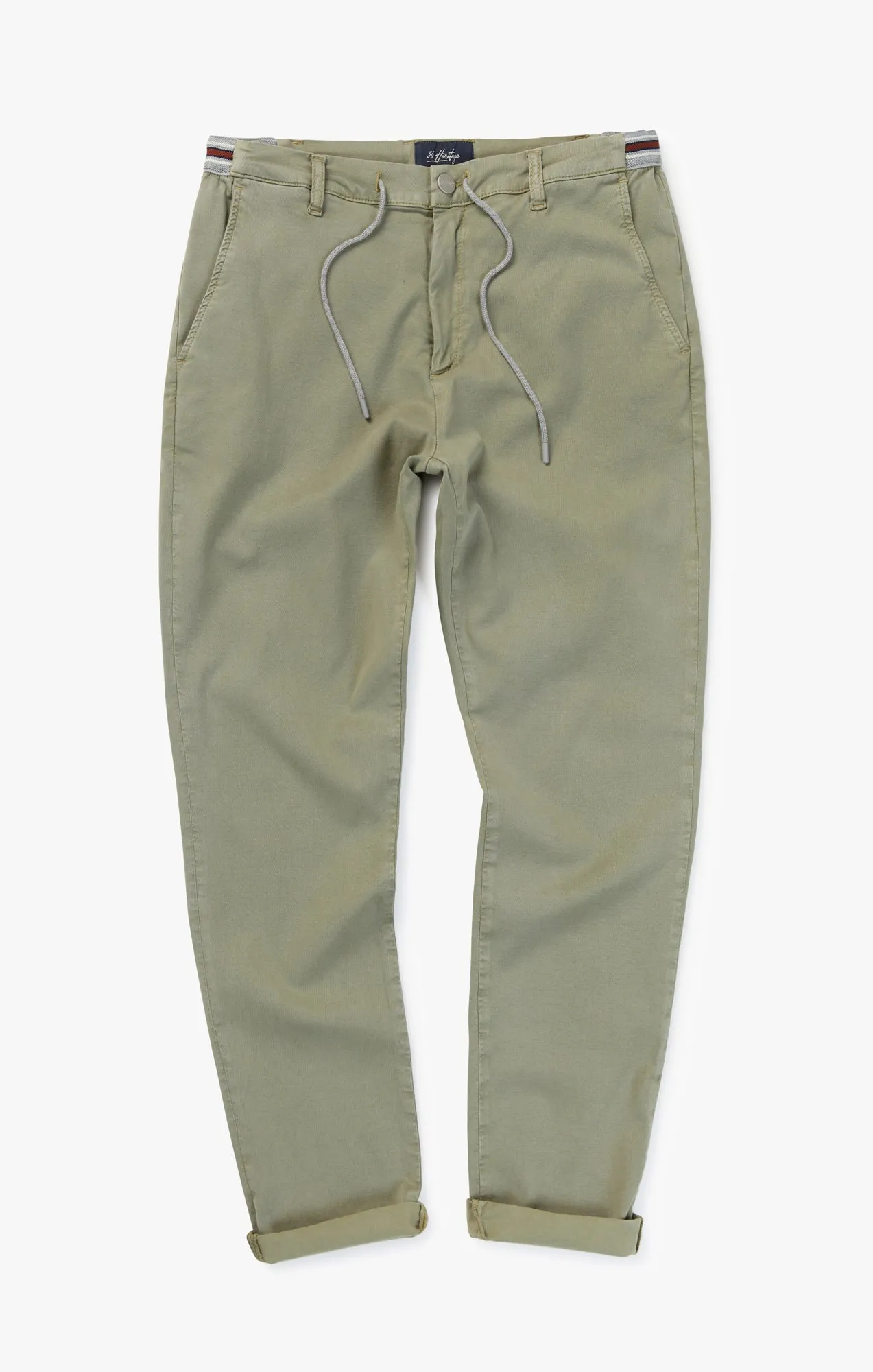 Formia Drawstring Chino Pants In Moss Green Soft Touch