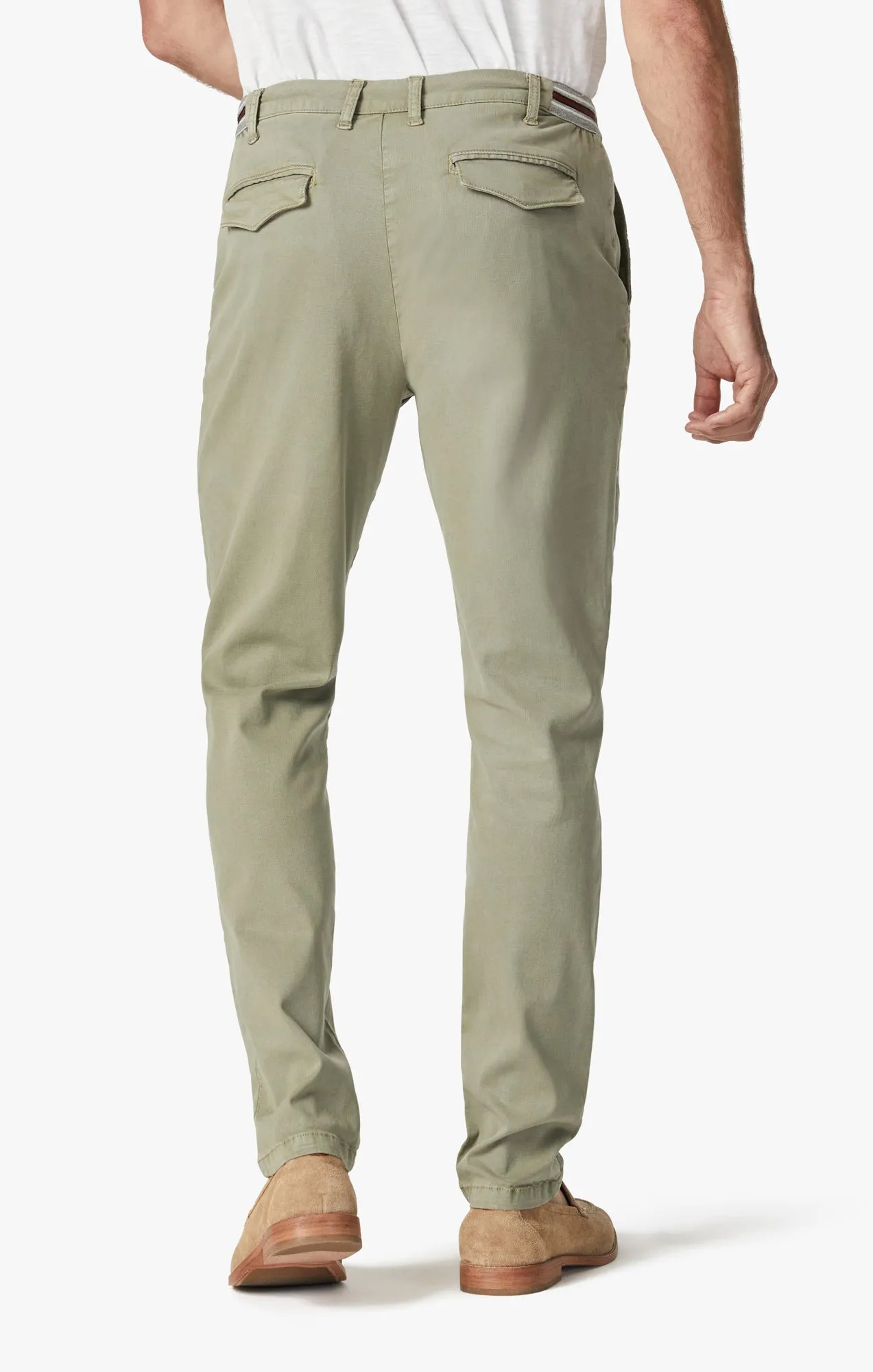 Formia Drawstring Chino Pants In Moss Green Soft Touch