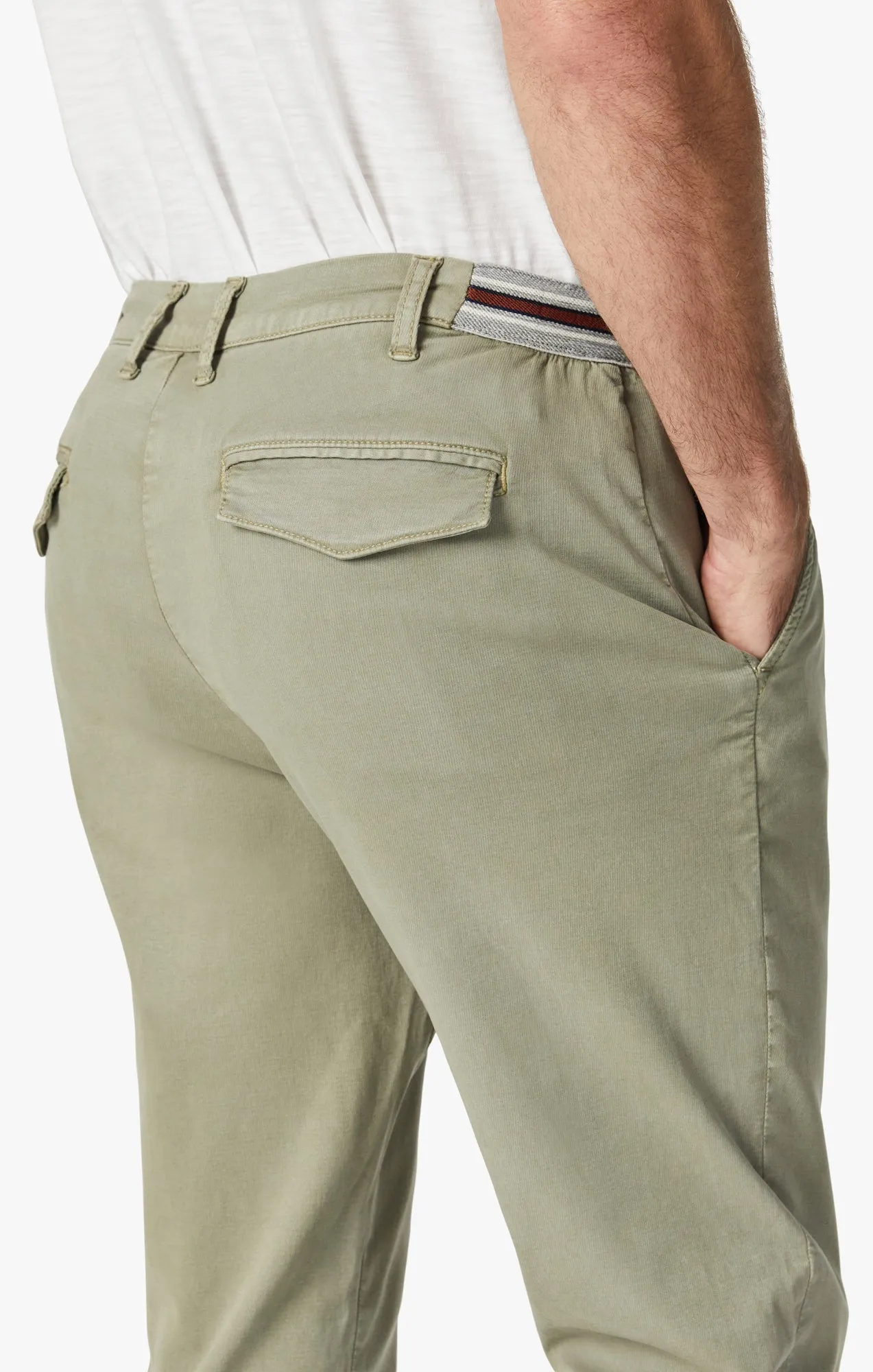 Formia Drawstring Chino Pants In Moss Green Soft Touch