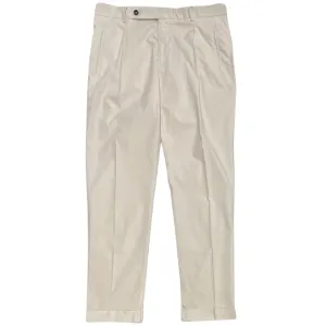 FRESH Nervi Cotton Lyocell Pleated Chino Pants In Milk