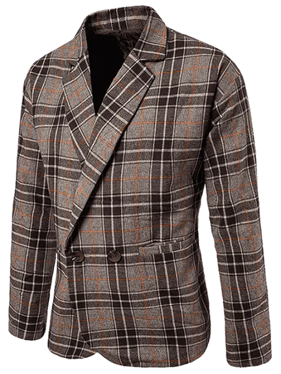 Fun One Button Wool Blend Plaid Blazer