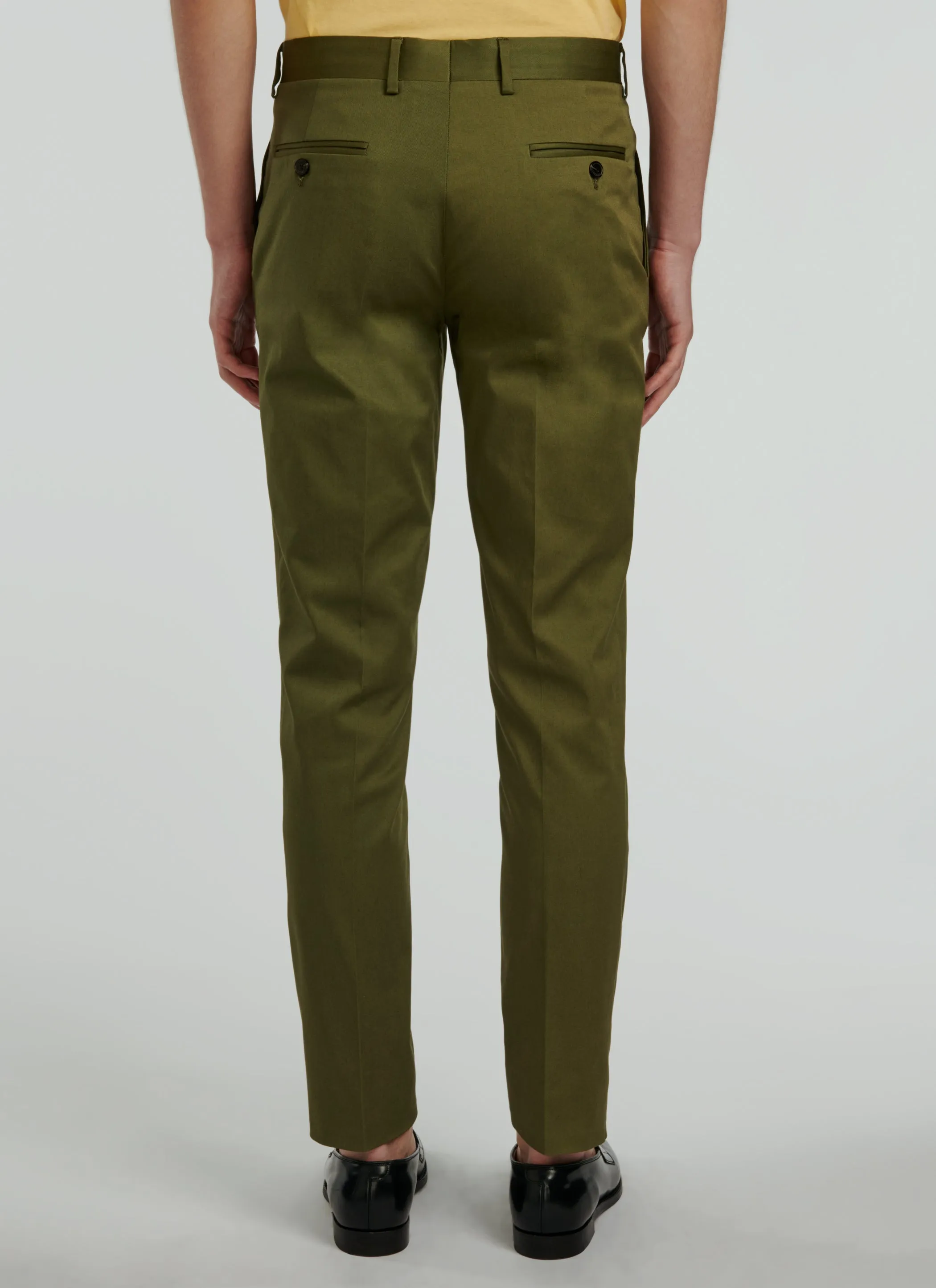 Fursac - Pantalon Chino En Gabardine De Coton Vert Olive