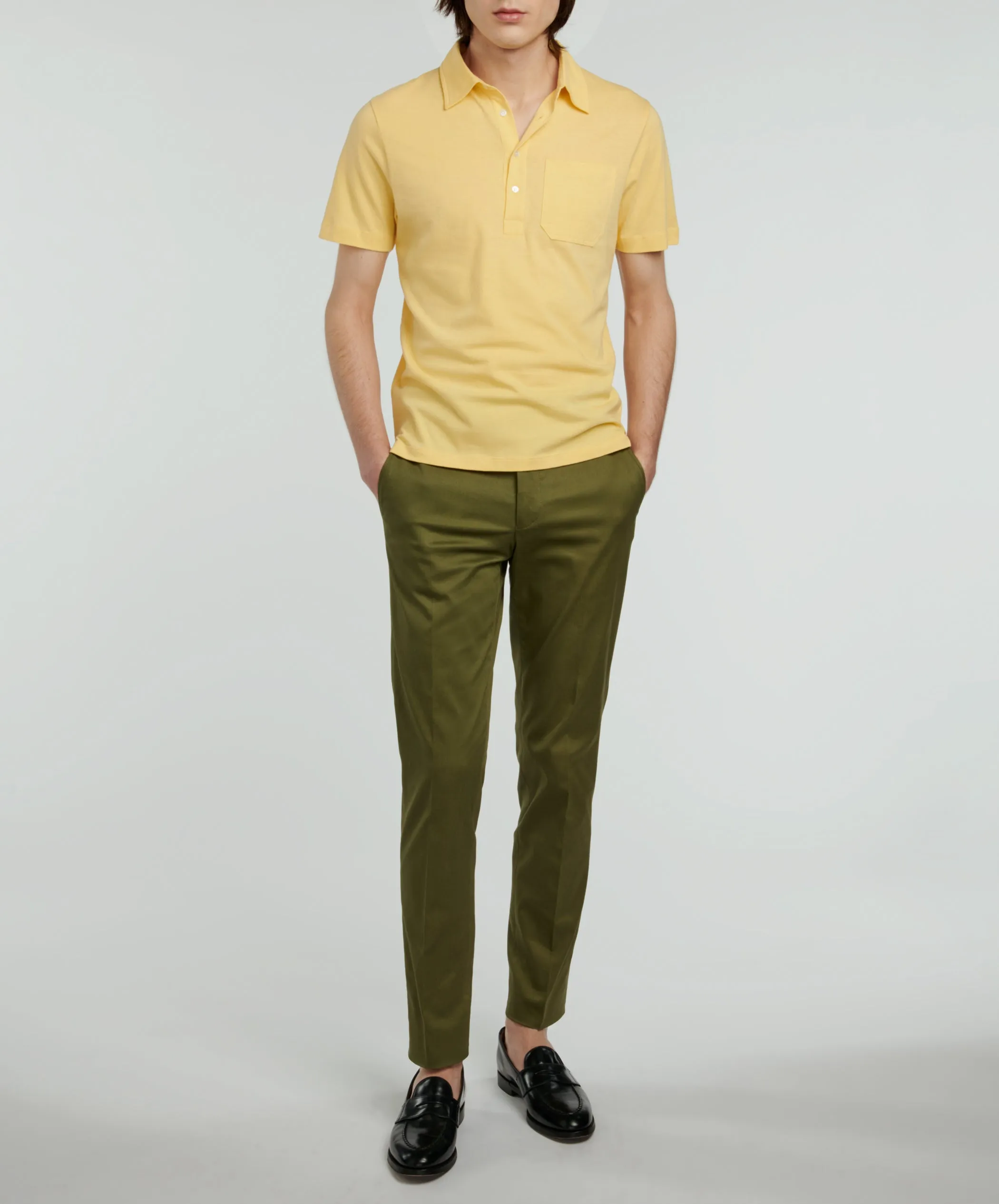 Fursac - Pantalon Chino En Gabardine De Coton Vert Olive