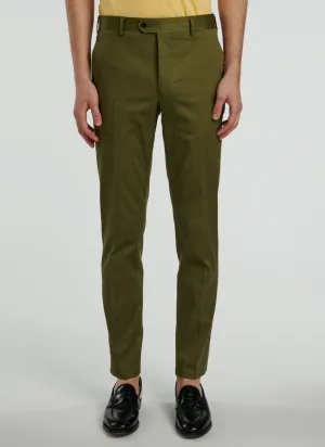 Fursac - Pantalon Chino En Gabardine De Coton Vert Olive