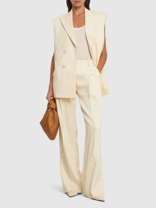 Helmut Lang   Double pleat linen blend pants 