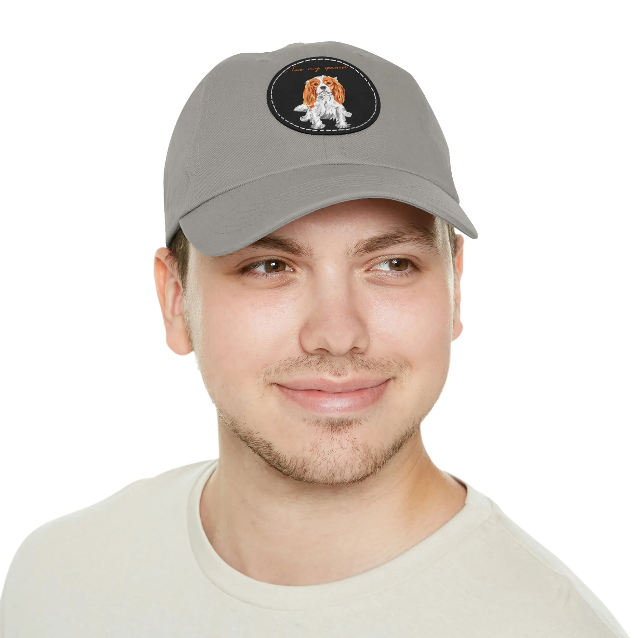 I love my Spaniel Dog POD Dad Hat with Leather Patch (Round)