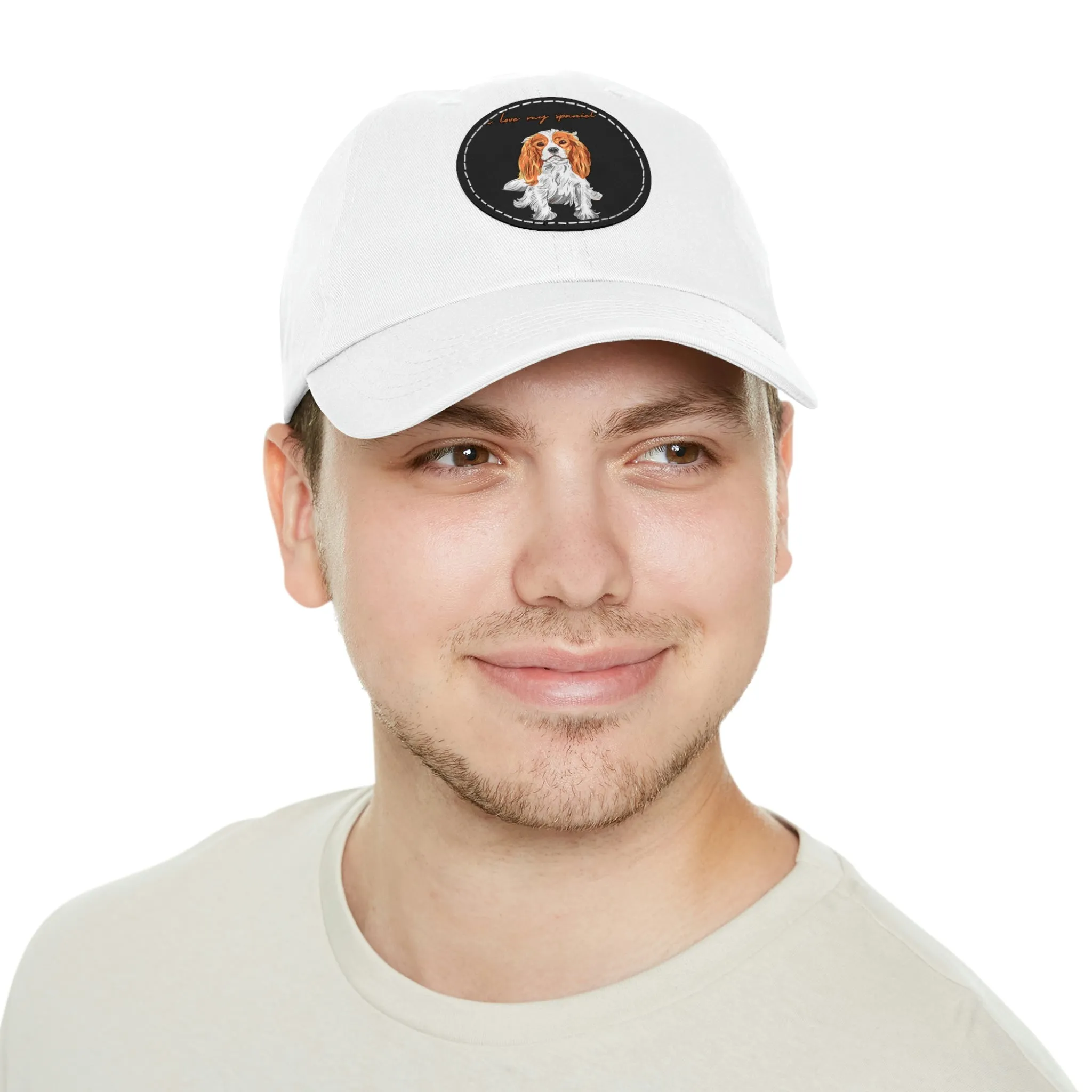 I love my Spaniel Dog POD Dad Hat with Leather Patch (Round)