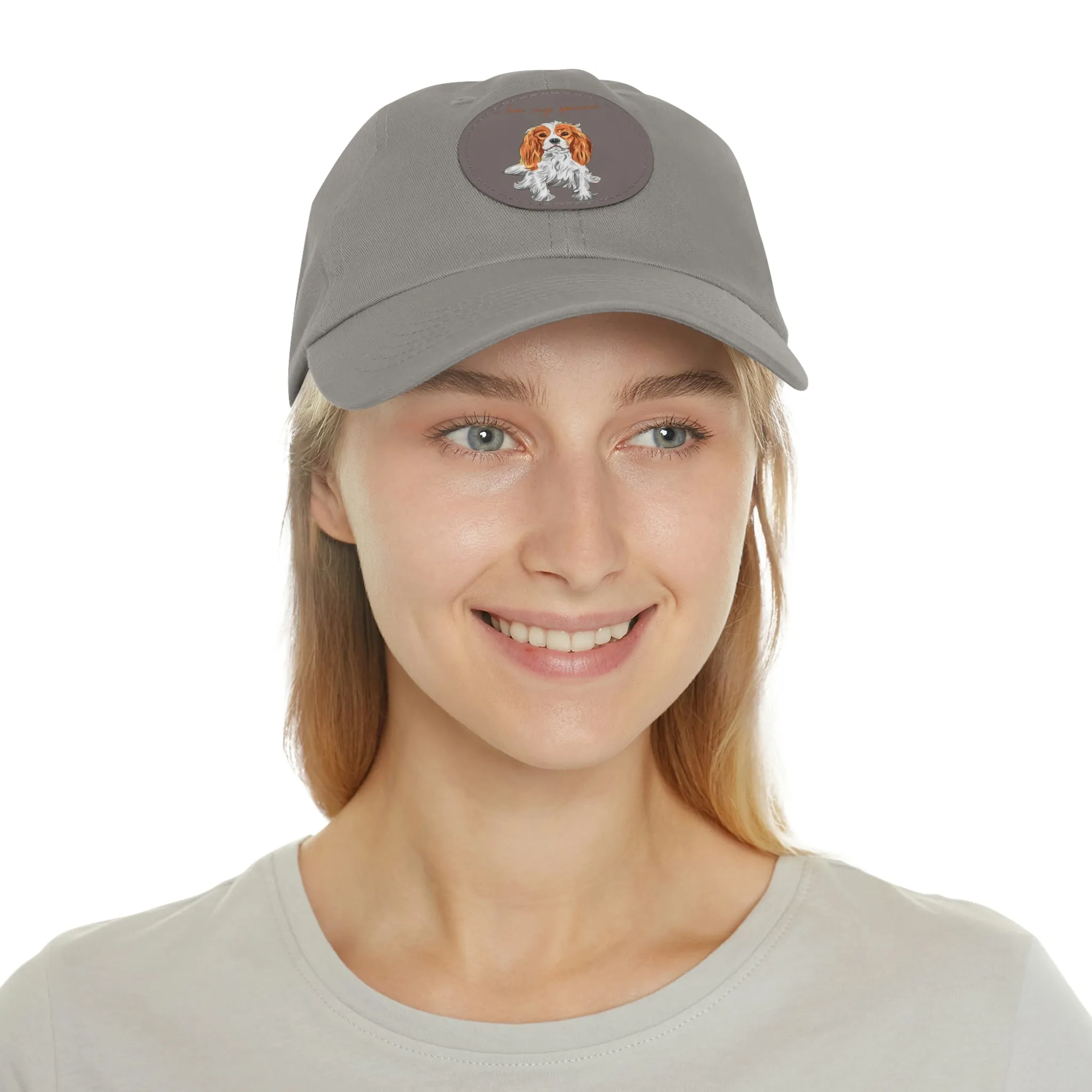 I love my Spaniel Dog POD Dad Hat with Leather Patch (Round)