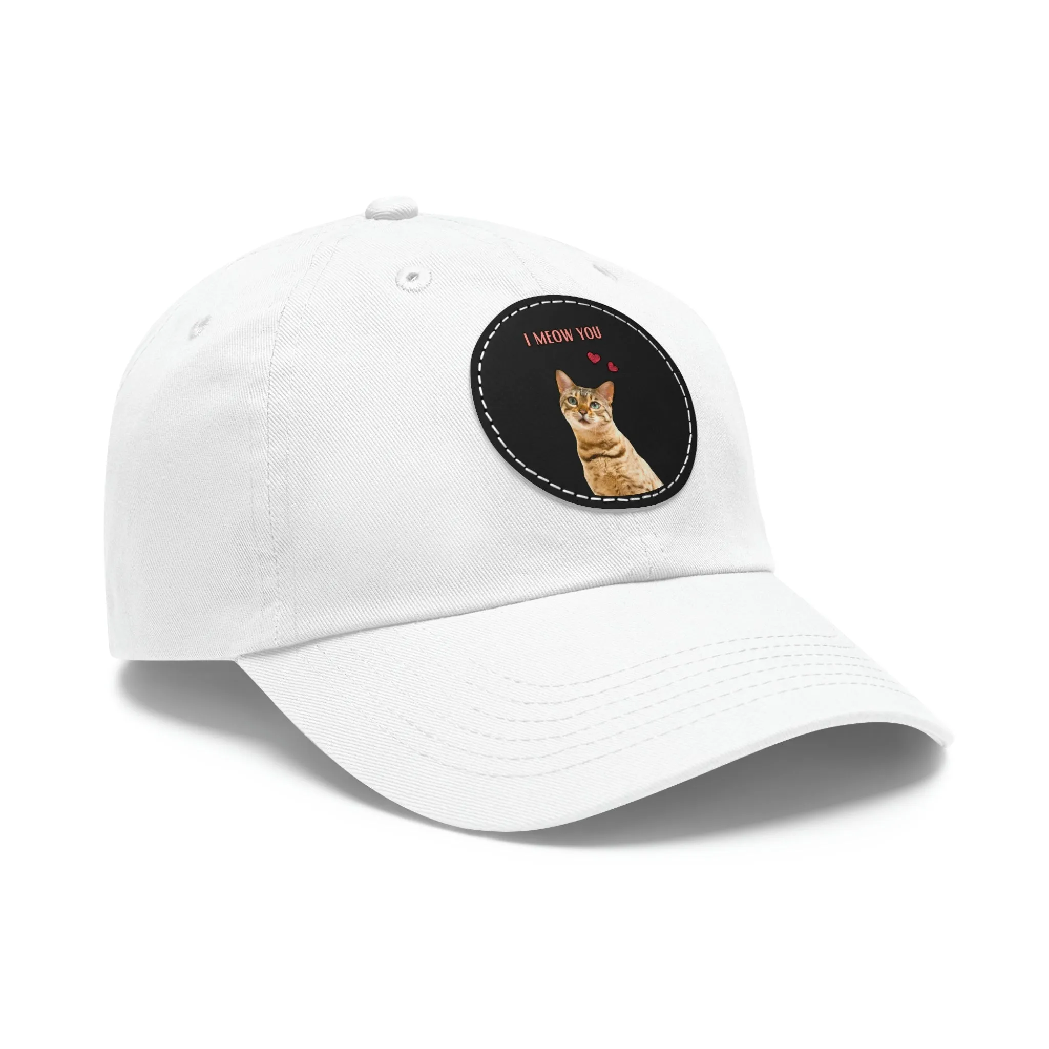 I Meow You Cat POD Dad Hat with Leather Patch (Round)