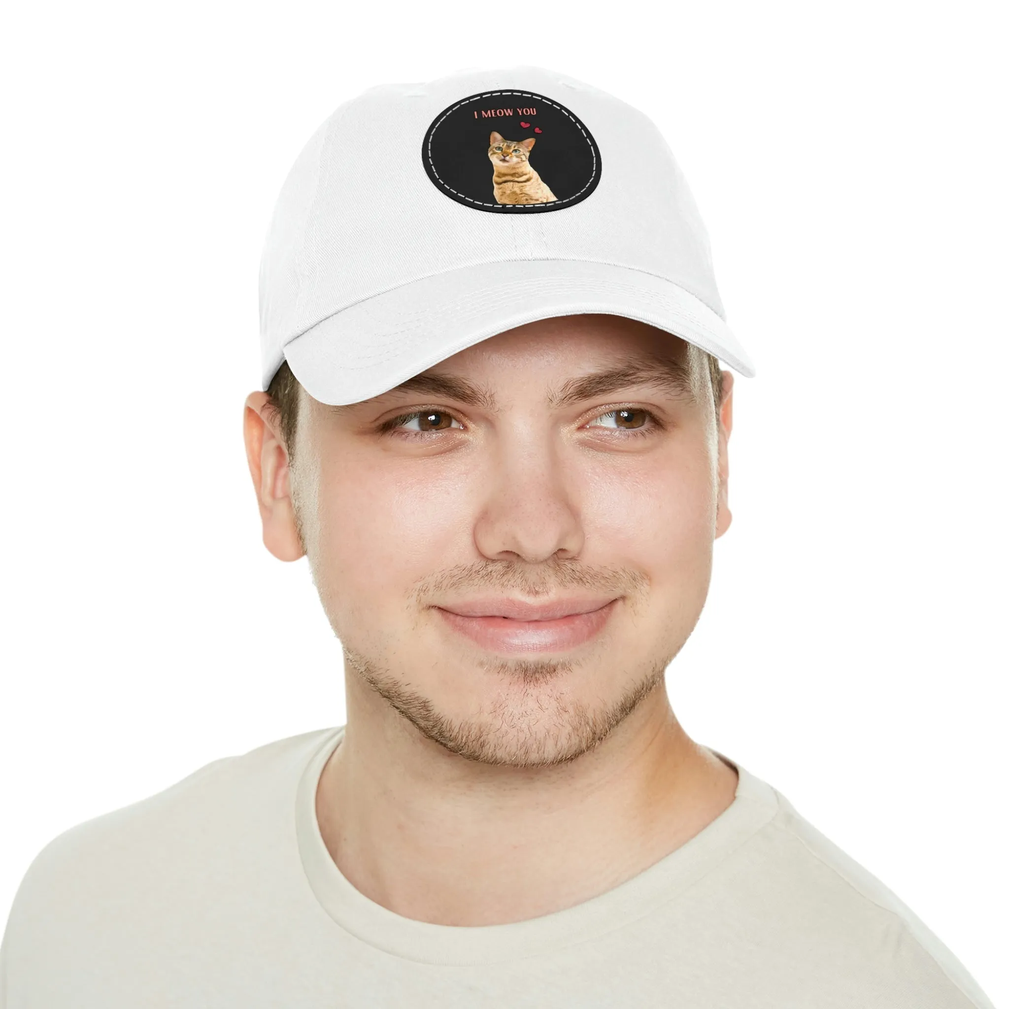 I Meow You Cat POD Dad Hat with Leather Patch (Round)