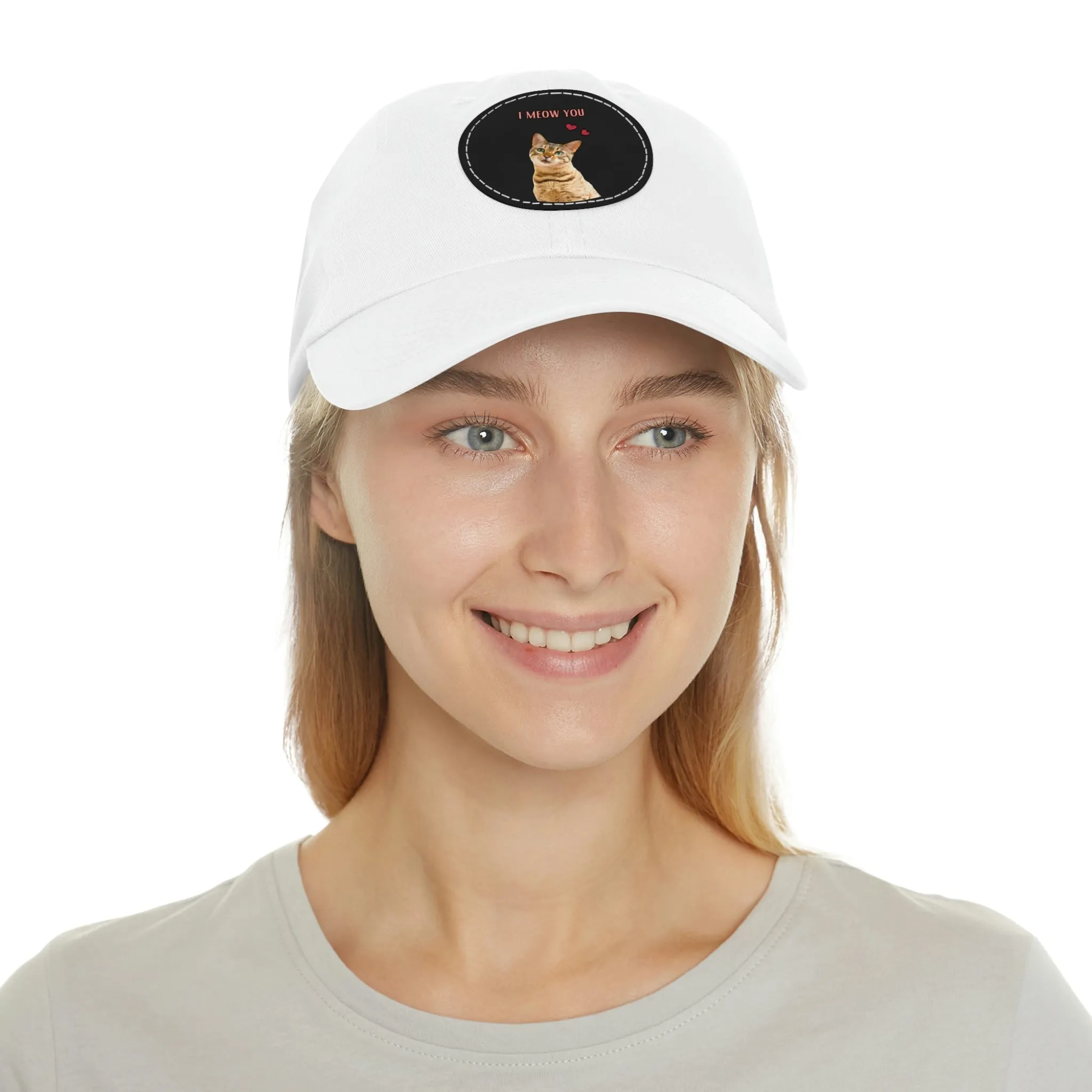 I Meow You Cat POD Dad Hat with Leather Patch (Round)