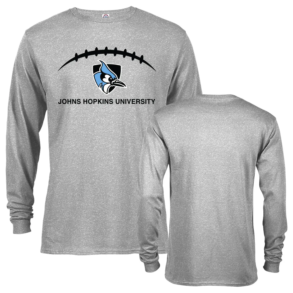 Johns Hopkins University Blue Jays Football Laces Out Logo Long Sleeve T-Shirt