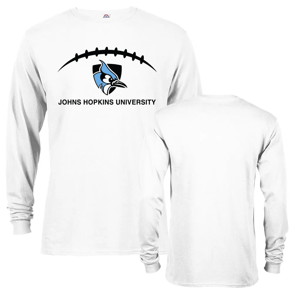 Johns Hopkins University Blue Jays Football Laces Out Logo Long Sleeve T-Shirt