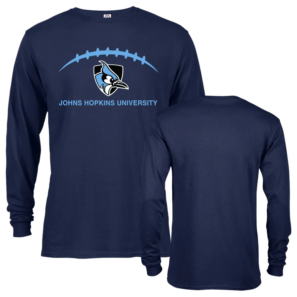 Johns Hopkins University Blue Jays Football Laces Out Logo Long Sleeve T-Shirt