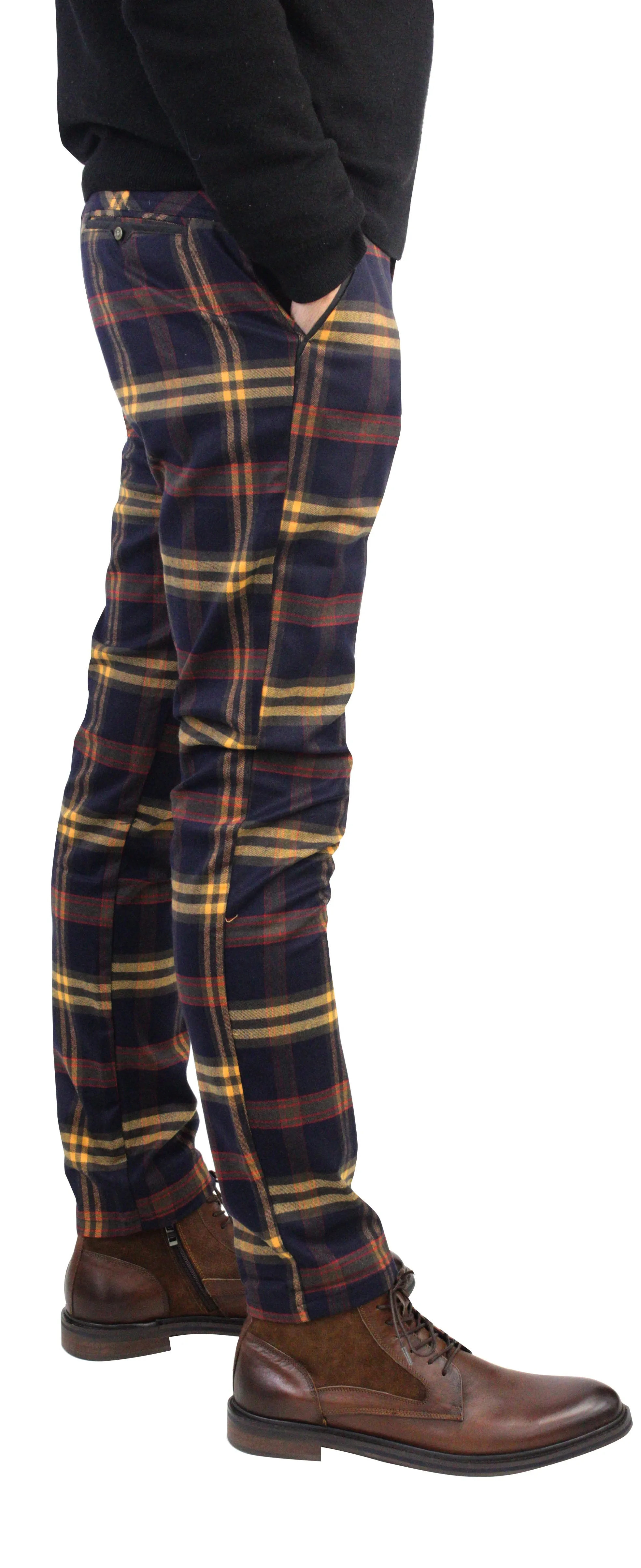 LANZINO,PLAID-CHINO-PANTS-CPS-100-NAVY