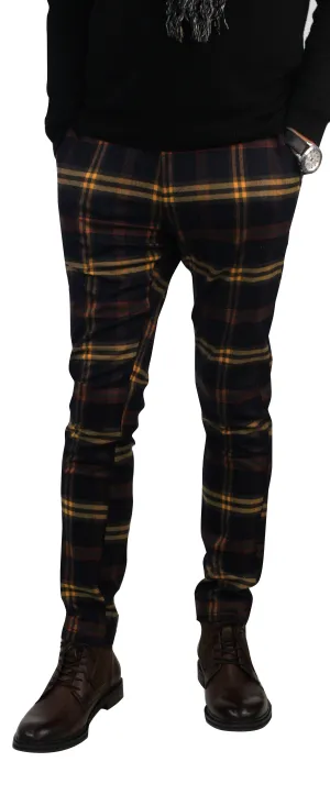 LANZINO,PLAID-CHINO-PANTS-CPS-100-NAVY