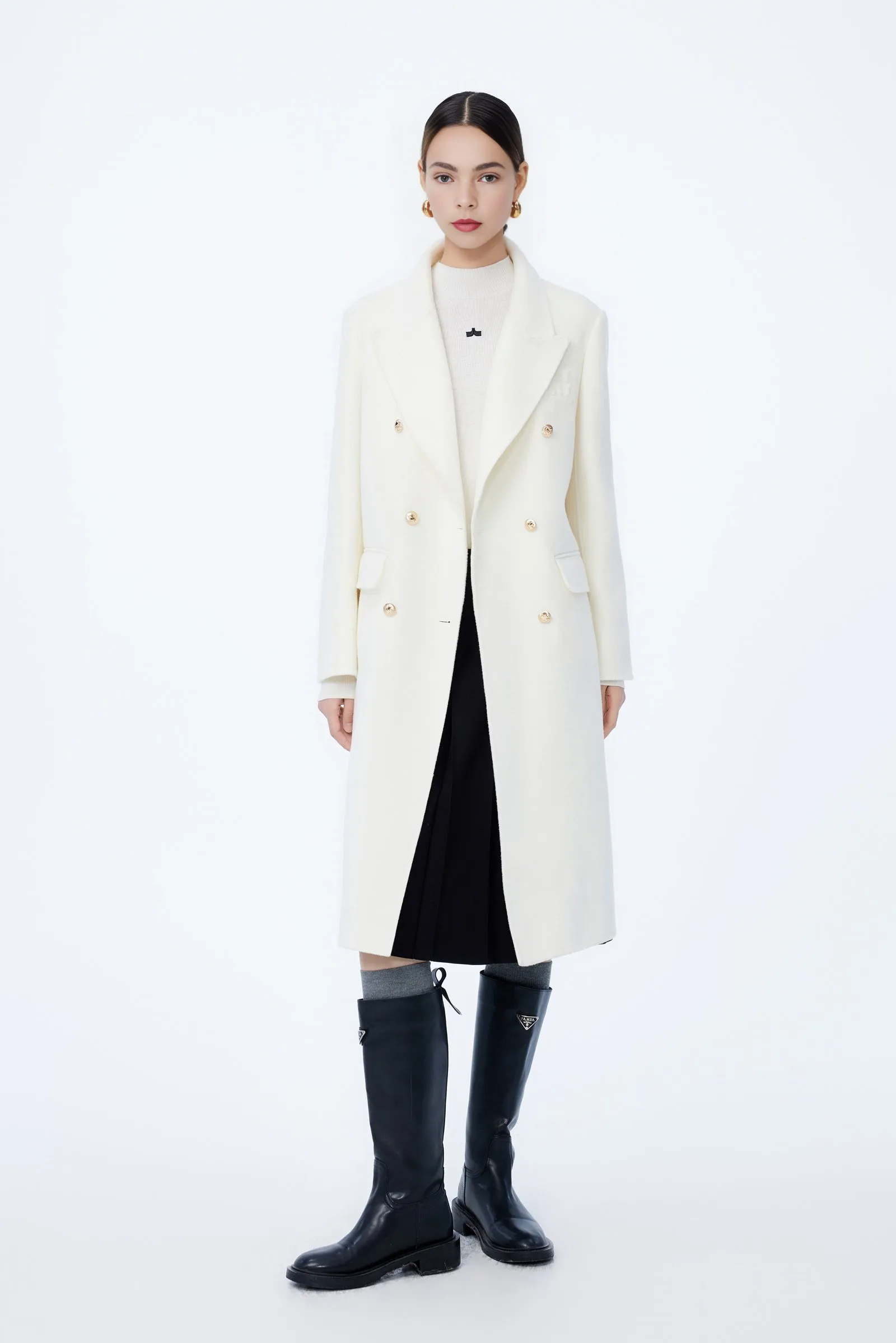 LILY Double-Breasted Wool-Blend Coat