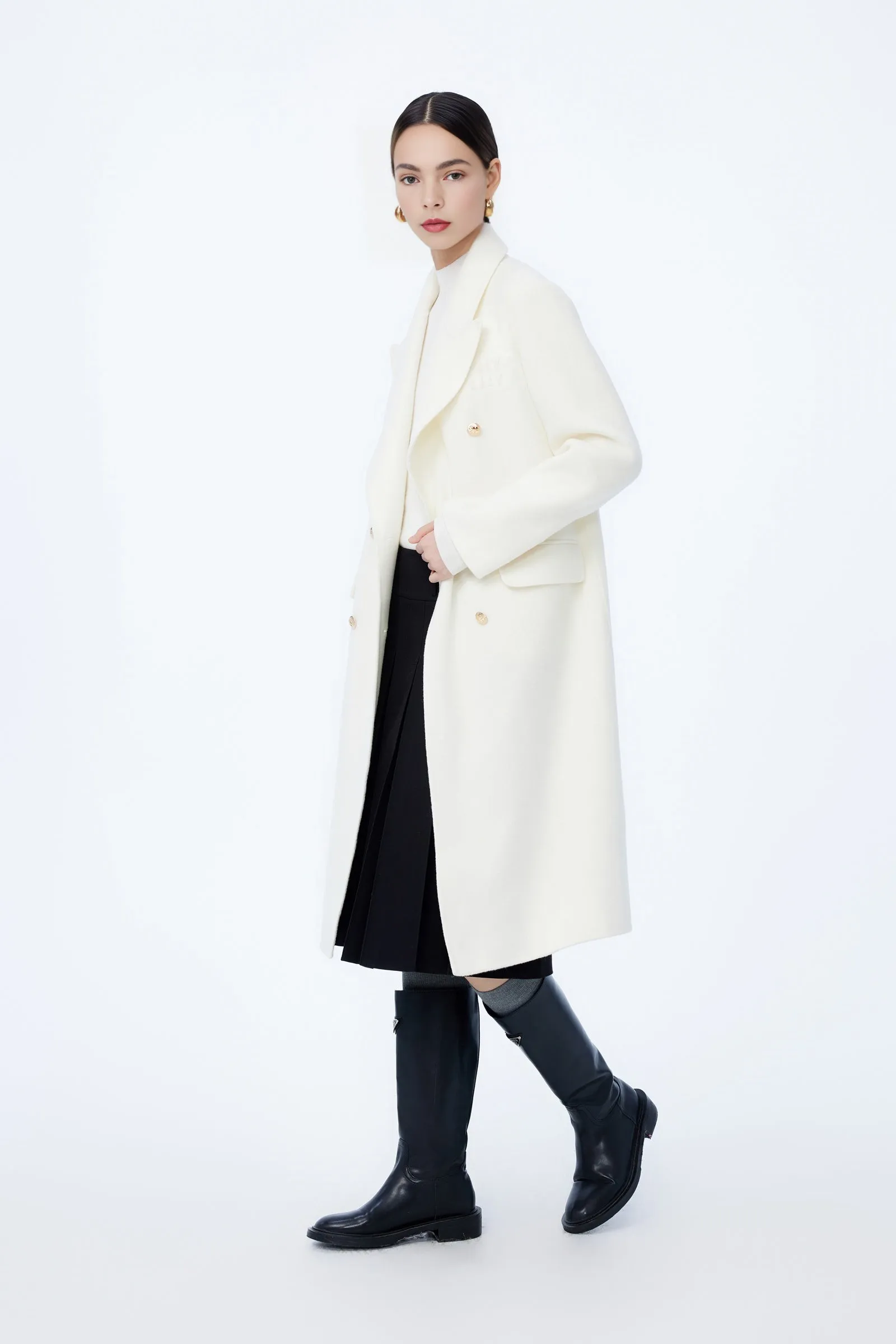 LILY Double-Breasted Wool-Blend Coat