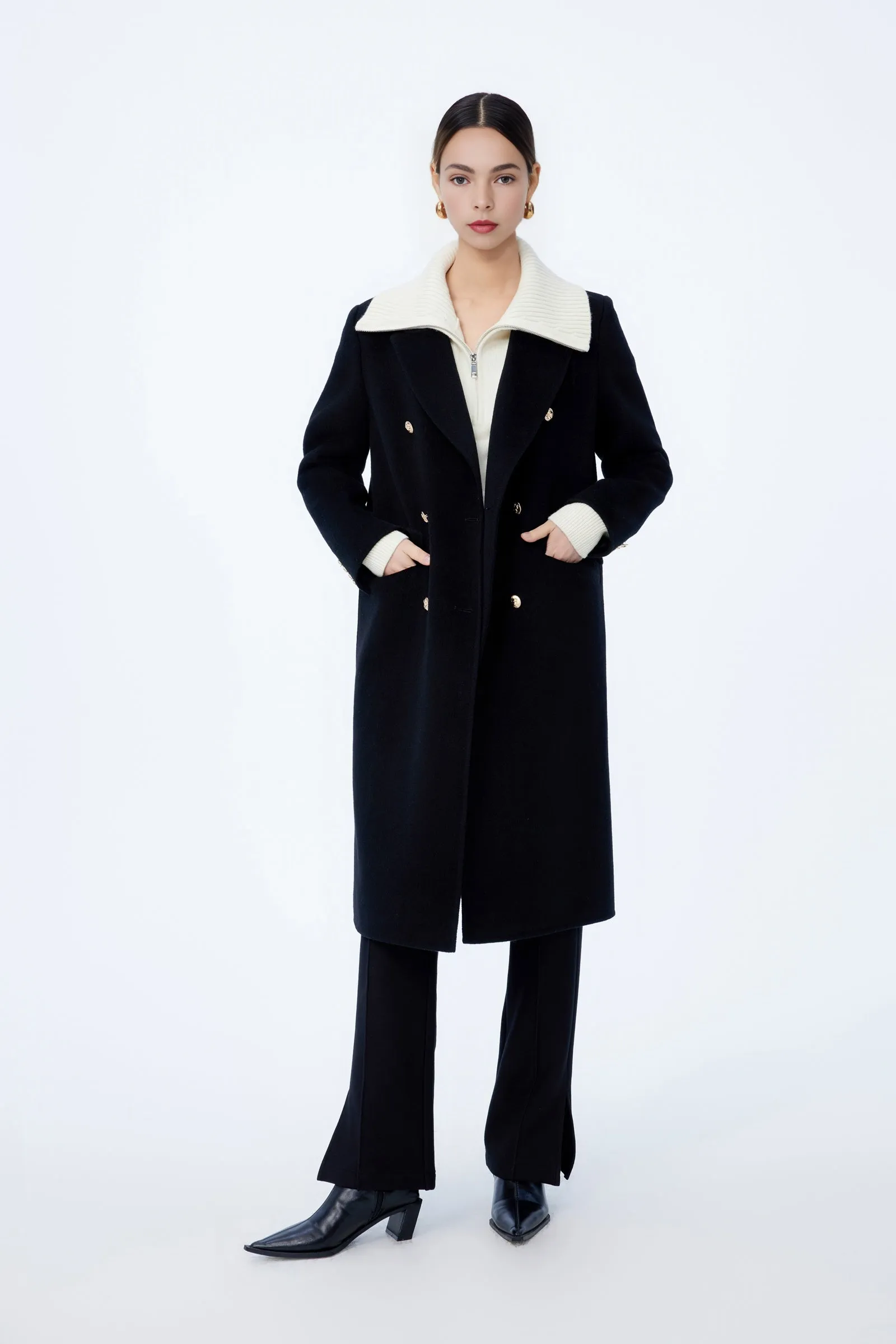 LILY Double-Breasted Wool-Blend Coat