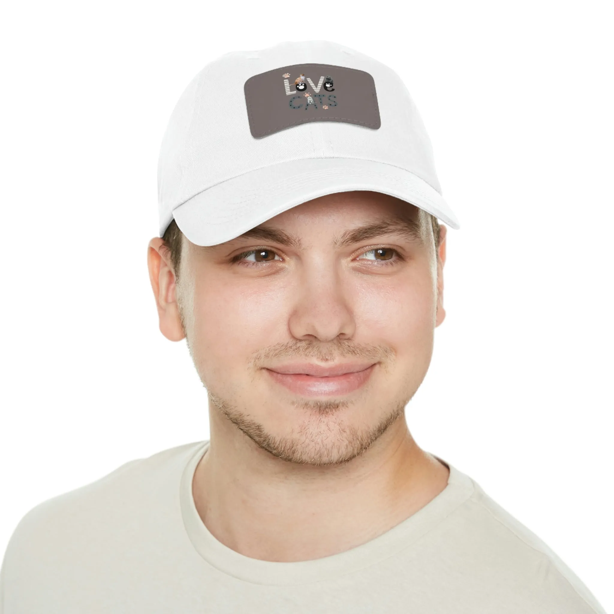 Love Cats POD Dad Hat with Leather Patch (Rectangle)