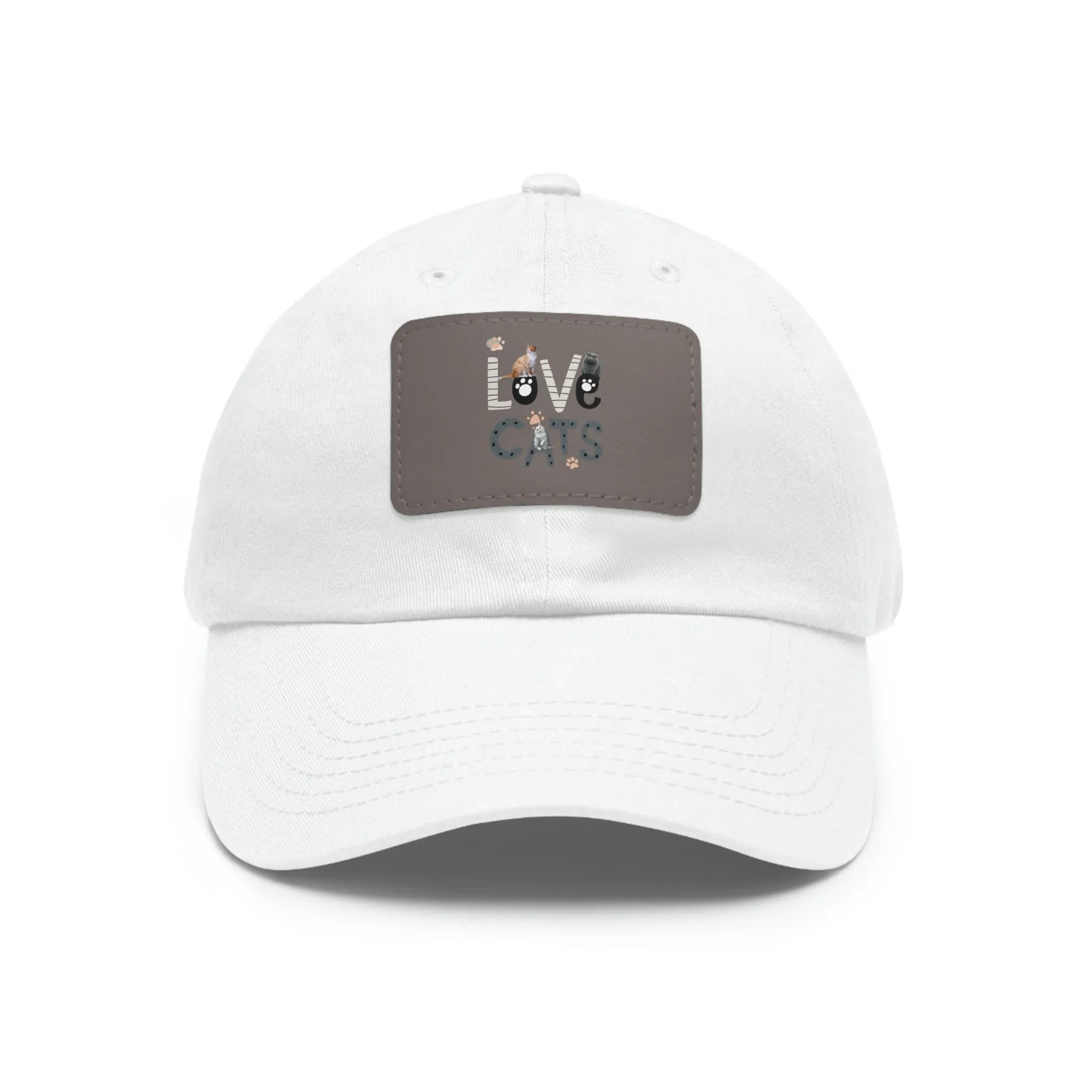 Love Cats POD Dad Hat with Leather Patch (Rectangle)