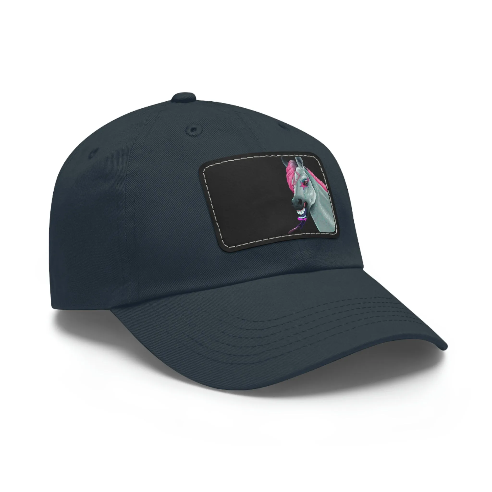 Make-up Horse POD Dad Hat with Leather Patch (Rectangle)