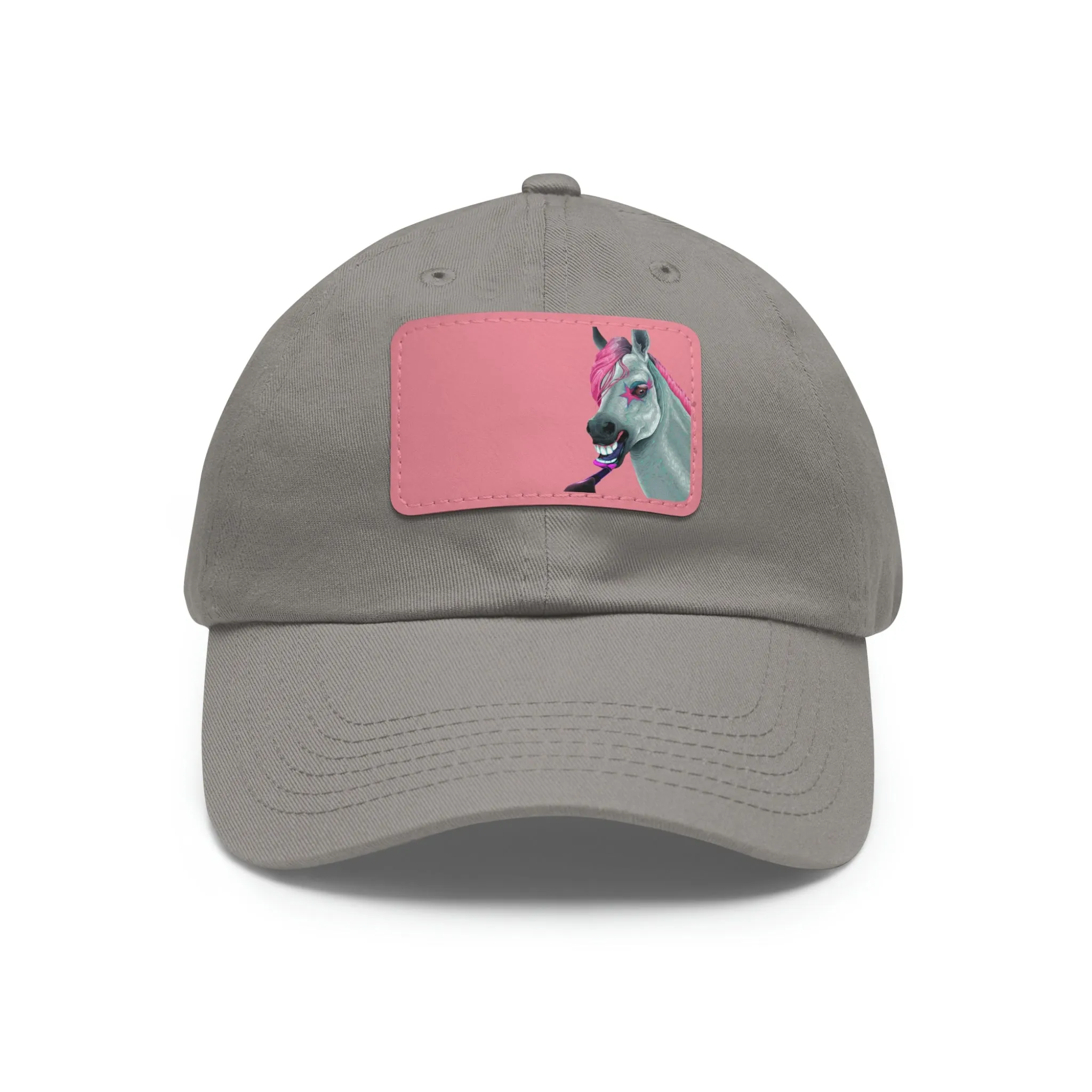 Make-up Horse POD Dad Hat with Leather Patch (Rectangle)