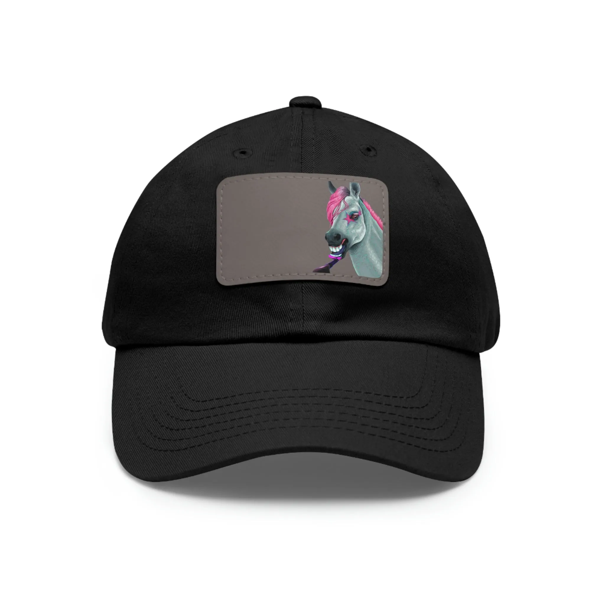 Make-up Horse POD Dad Hat with Leather Patch (Rectangle)