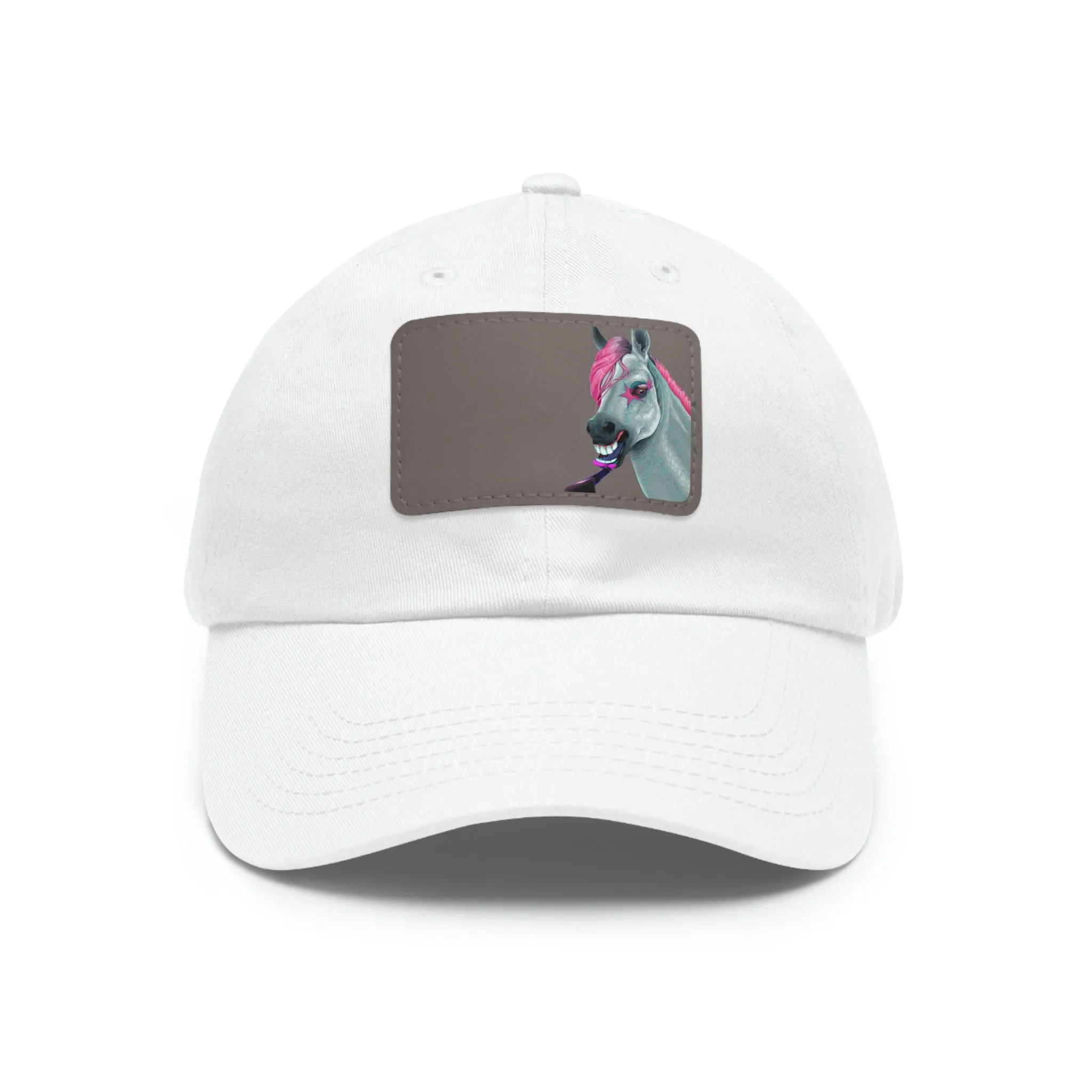 Make-up Horse POD Dad Hat with Leather Patch (Rectangle)