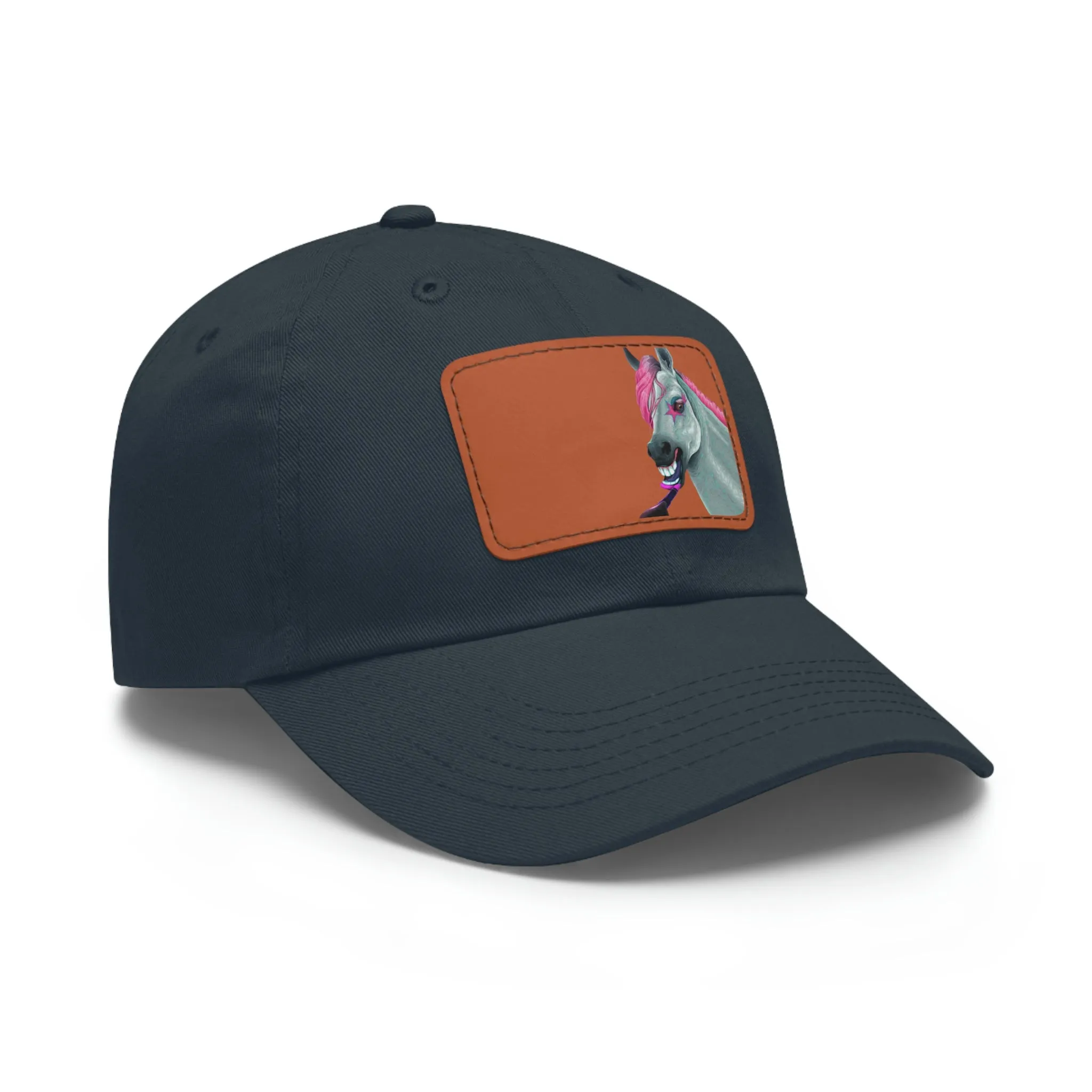 Make-up Horse POD Dad Hat with Leather Patch (Rectangle)