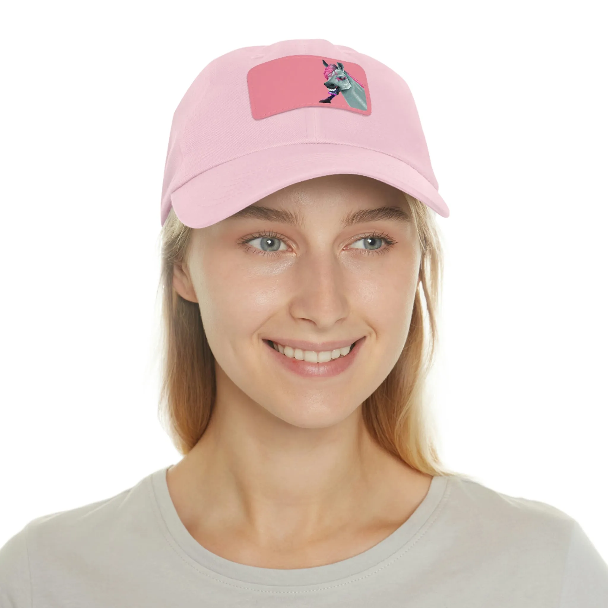 Make-up Horse POD Dad Hat with Leather Patch (Rectangle)