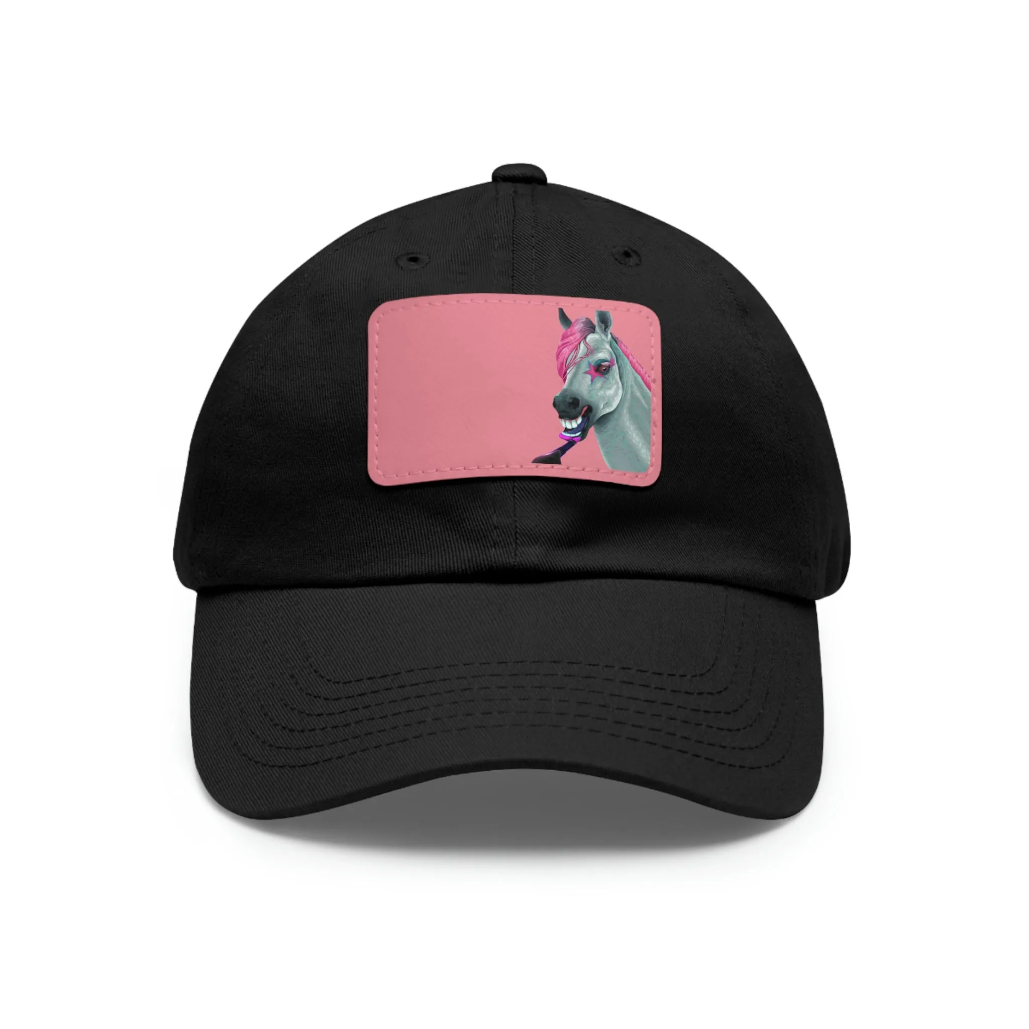 Make-up Horse POD Dad Hat with Leather Patch (Rectangle)