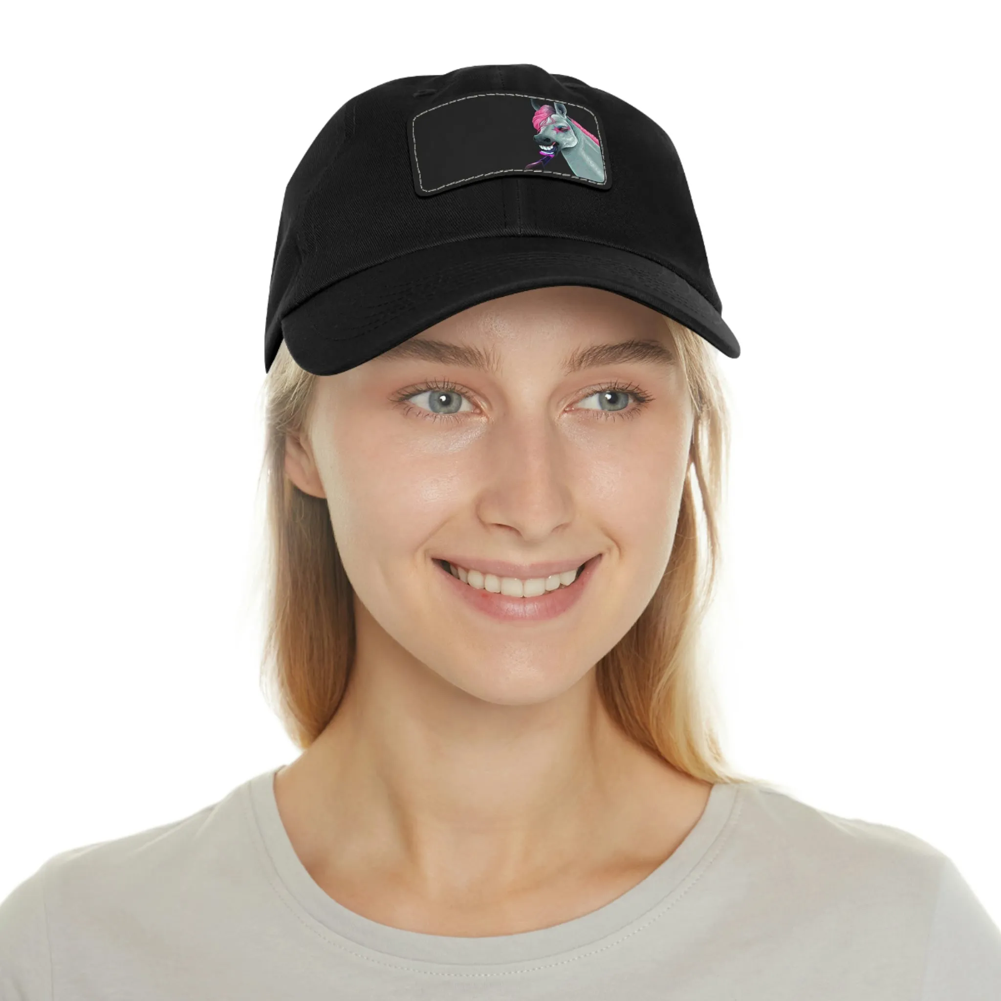 Make-up Horse POD Dad Hat with Leather Patch (Rectangle)