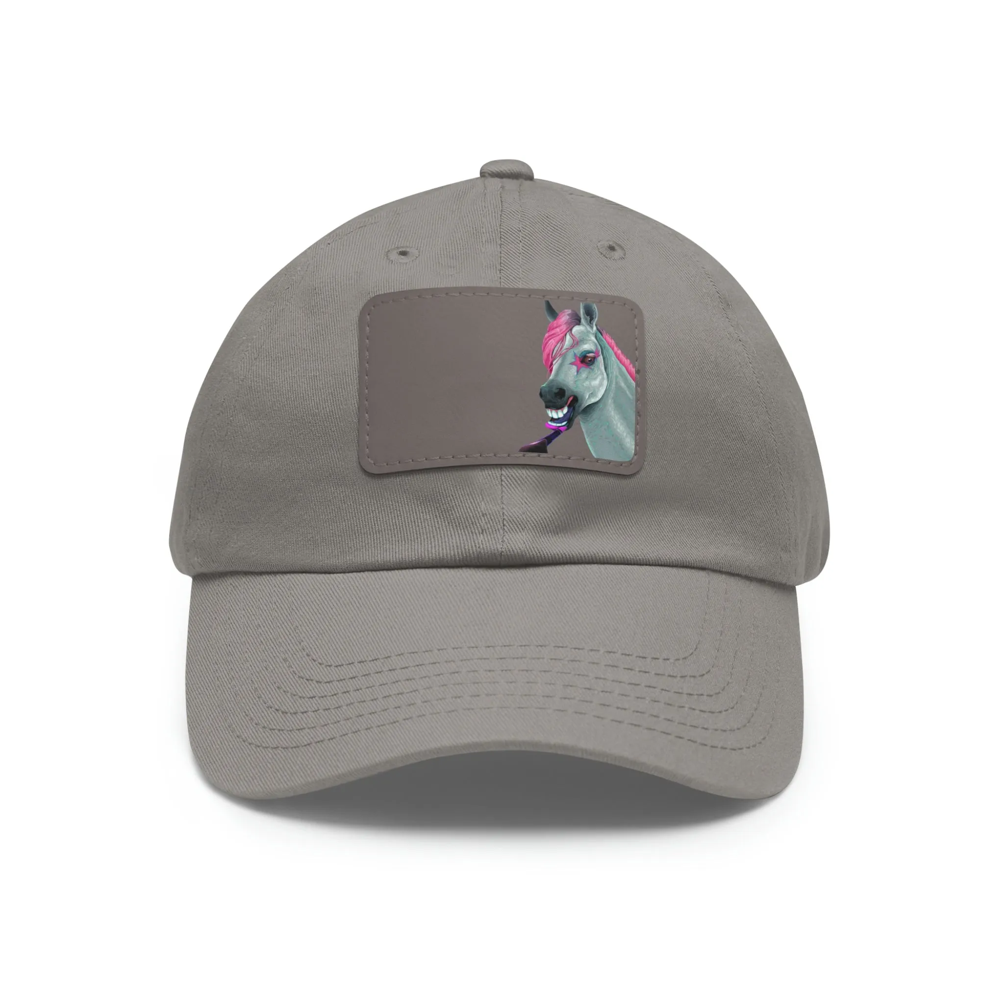 Make-up Horse POD Dad Hat with Leather Patch (Rectangle)