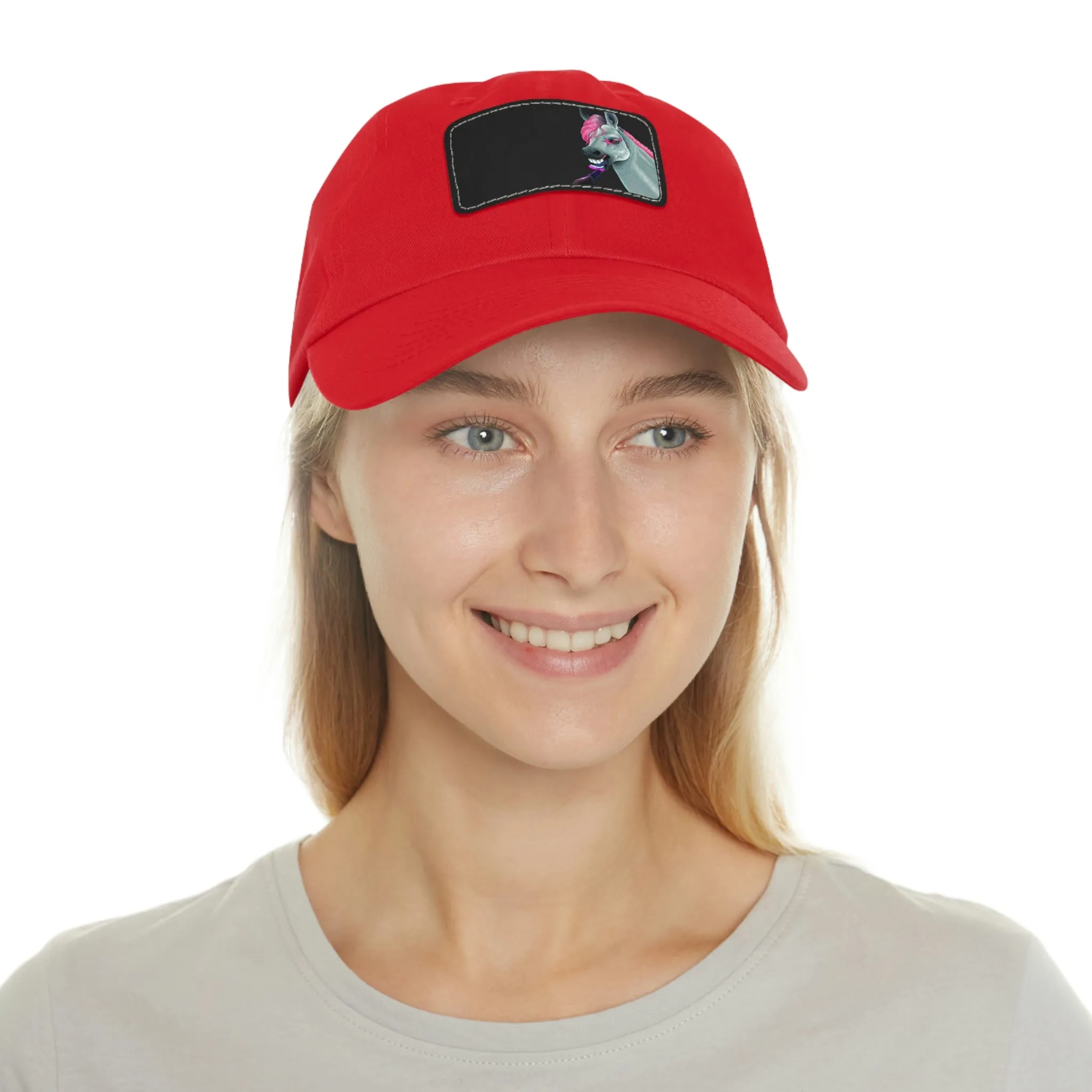 Make-up Horse POD Dad Hat with Leather Patch (Rectangle)