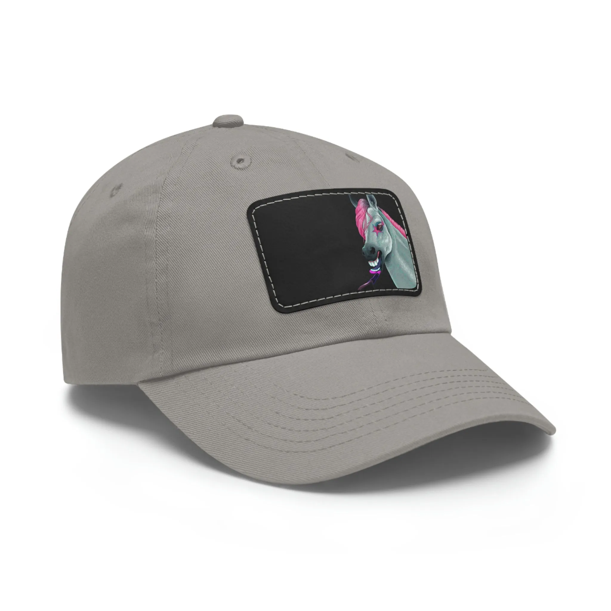 Make-up Horse POD Dad Hat with Leather Patch (Rectangle)