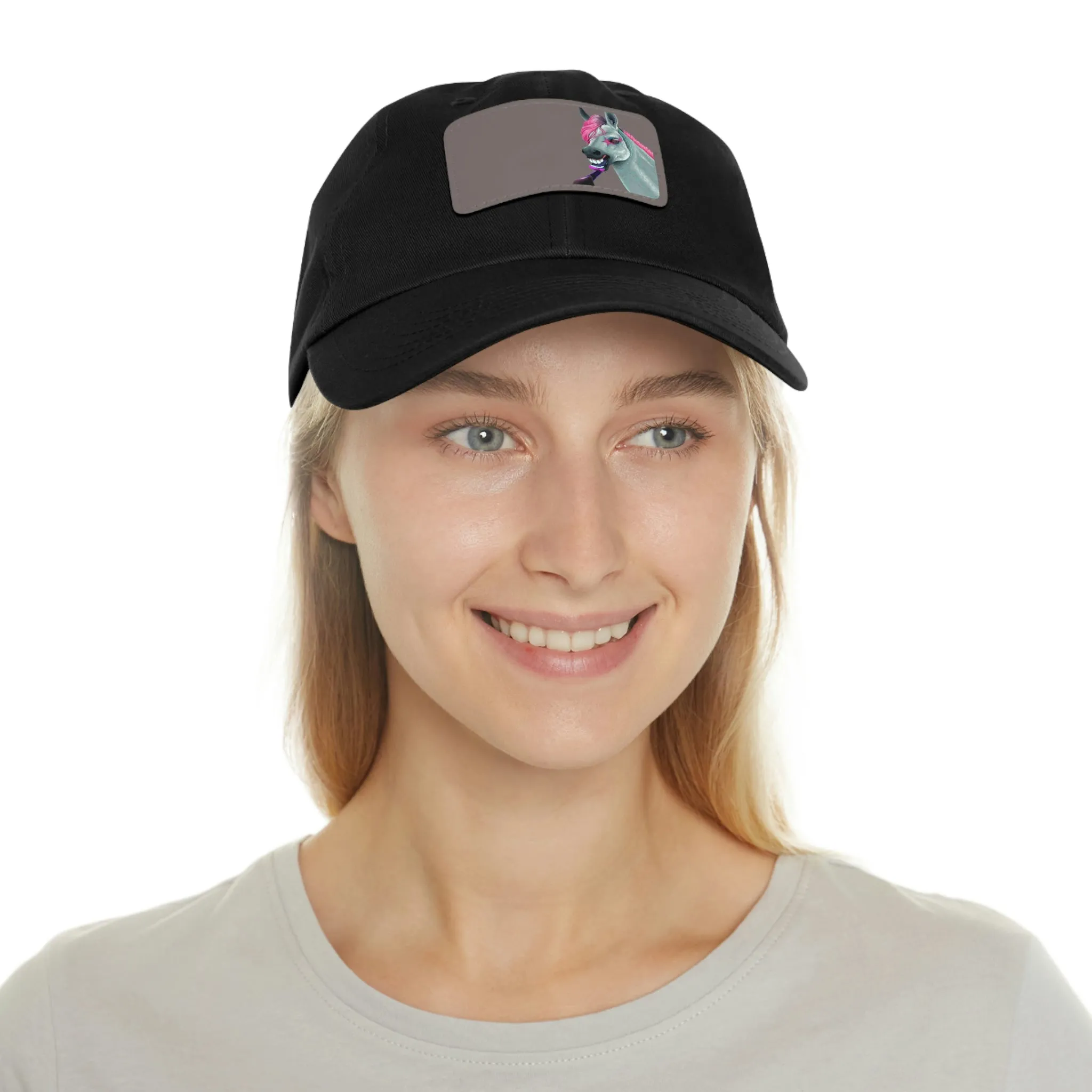 Make-up Horse POD Dad Hat with Leather Patch (Rectangle)