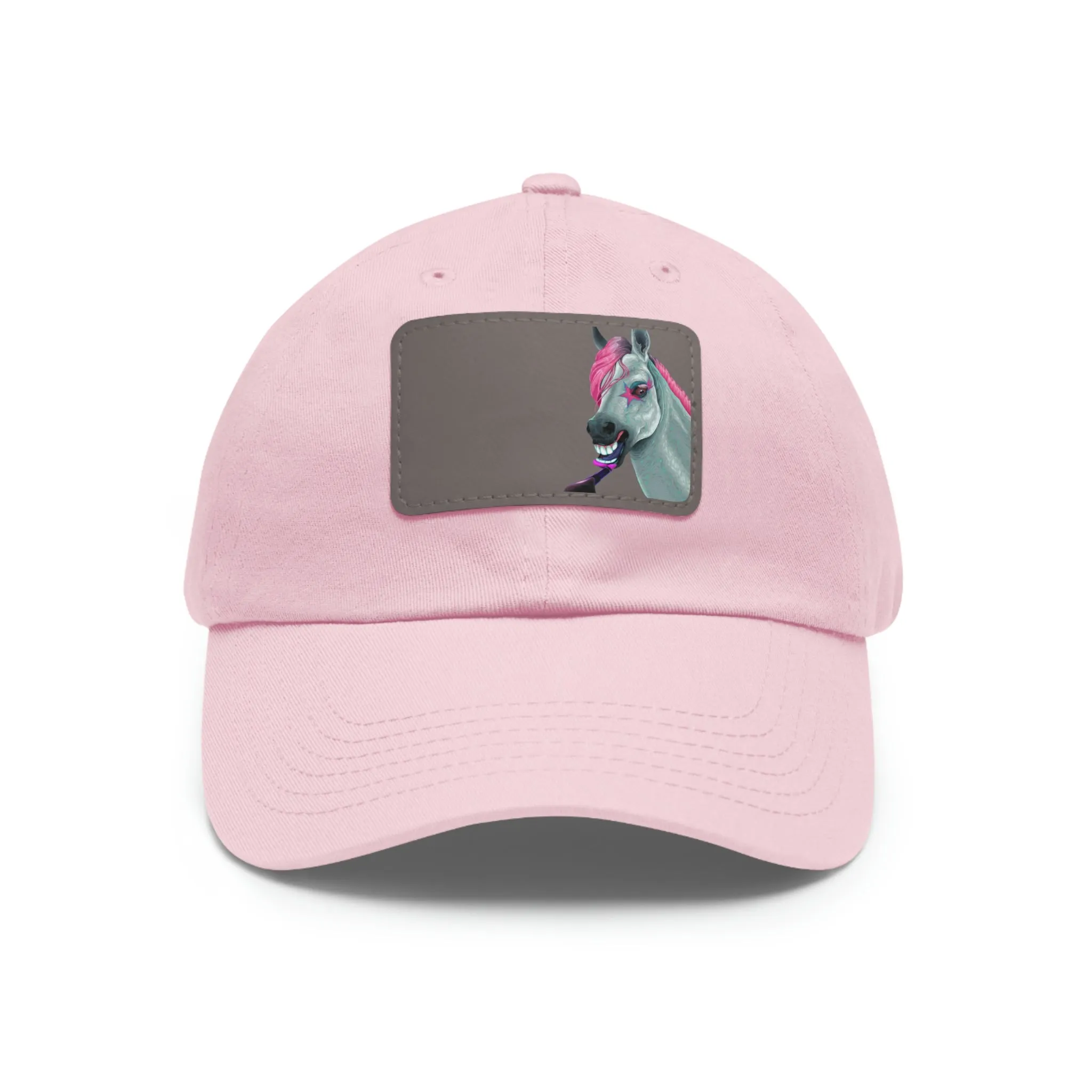 Make-up Horse POD Dad Hat with Leather Patch (Rectangle)