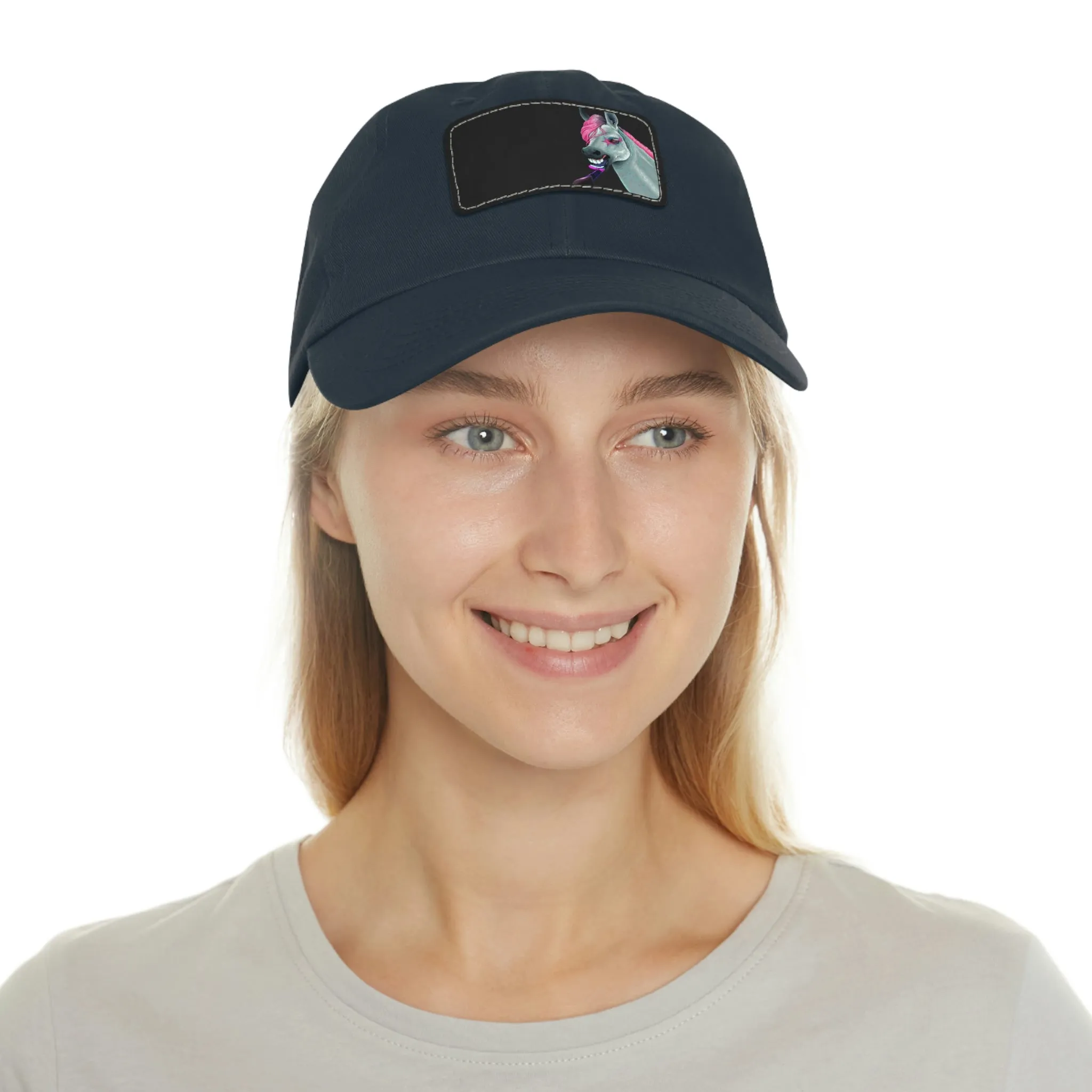 Make-up Horse POD Dad Hat with Leather Patch (Rectangle)