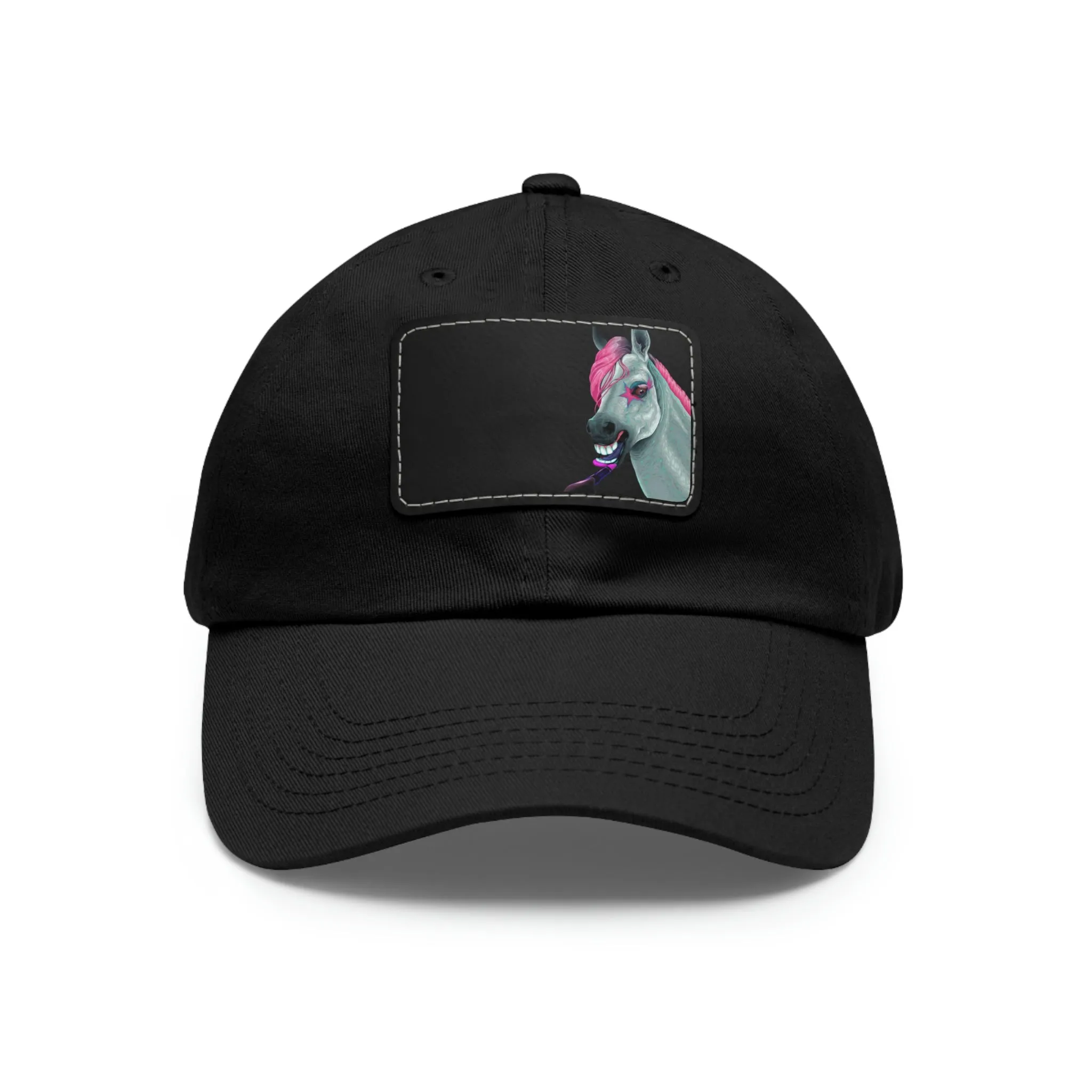 Make-up Horse POD Dad Hat with Leather Patch (Rectangle)