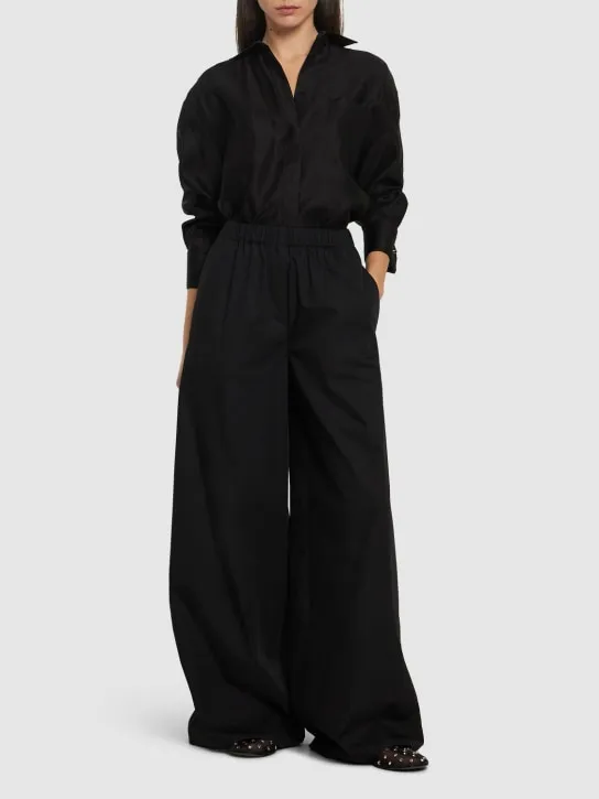 Max Mara   Cotton poplin wide pants 