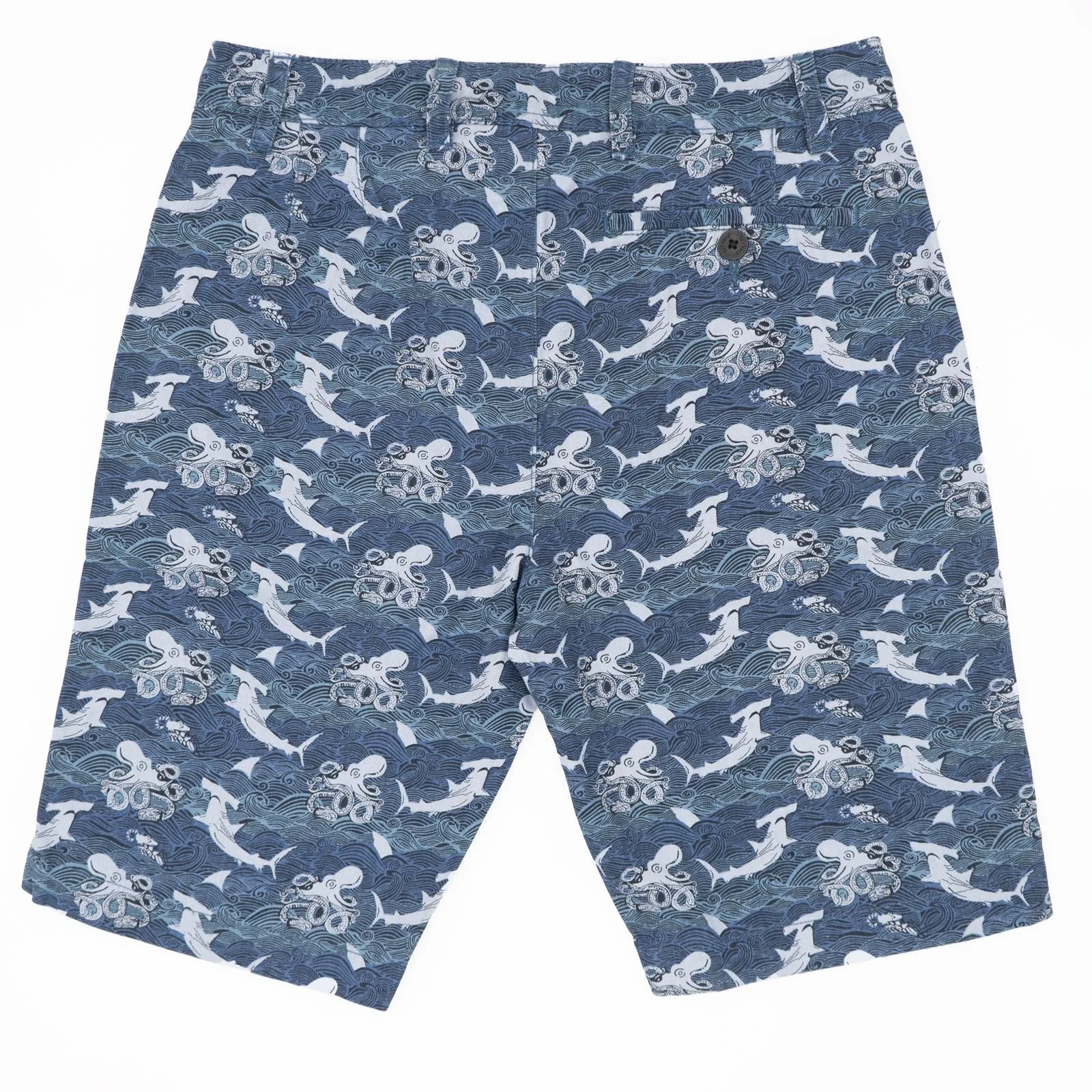 Men's Blue Marine Oriental Print Chino Summer Shorts