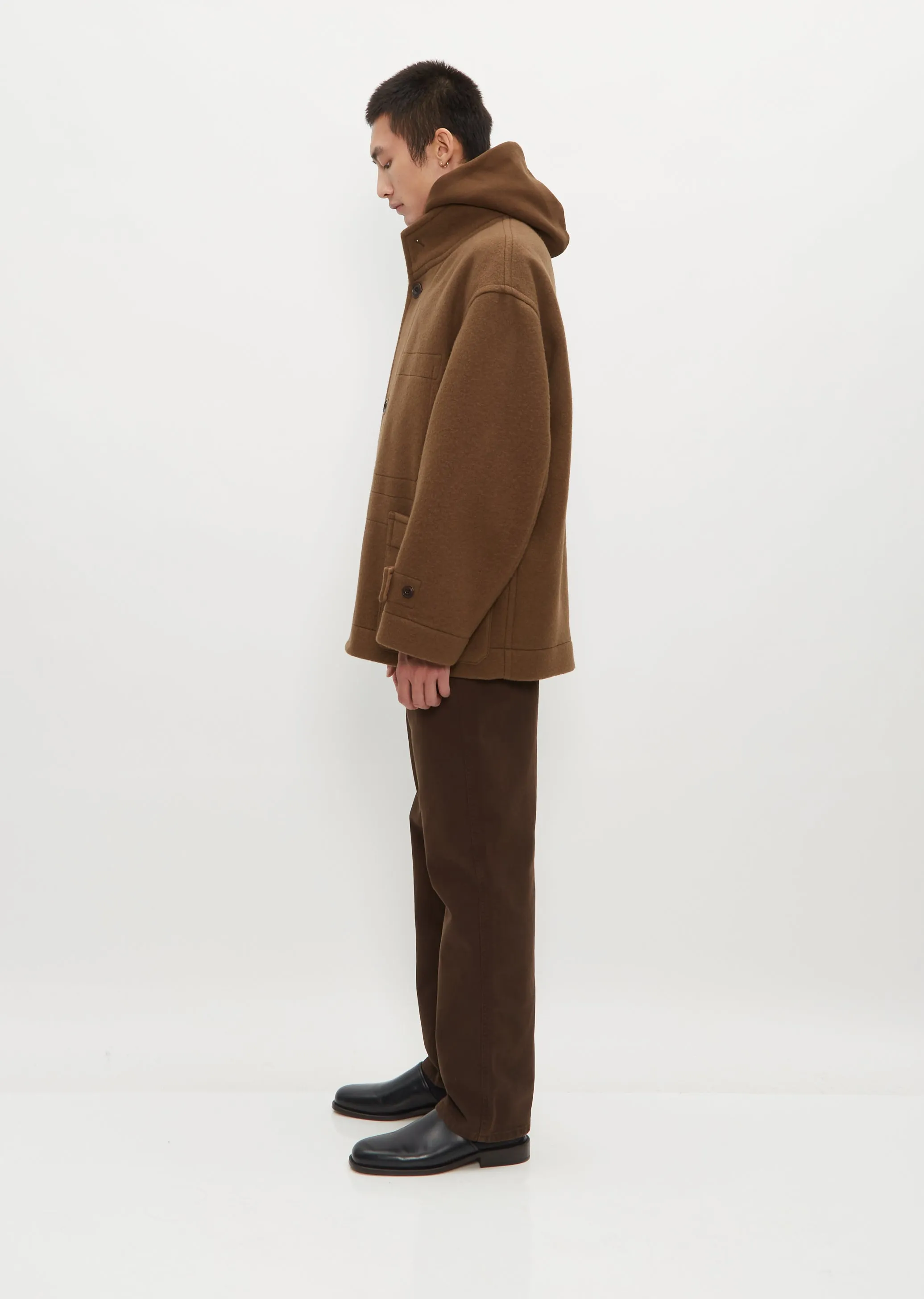 Men's Boxy Duffle Coat — Olive Brown