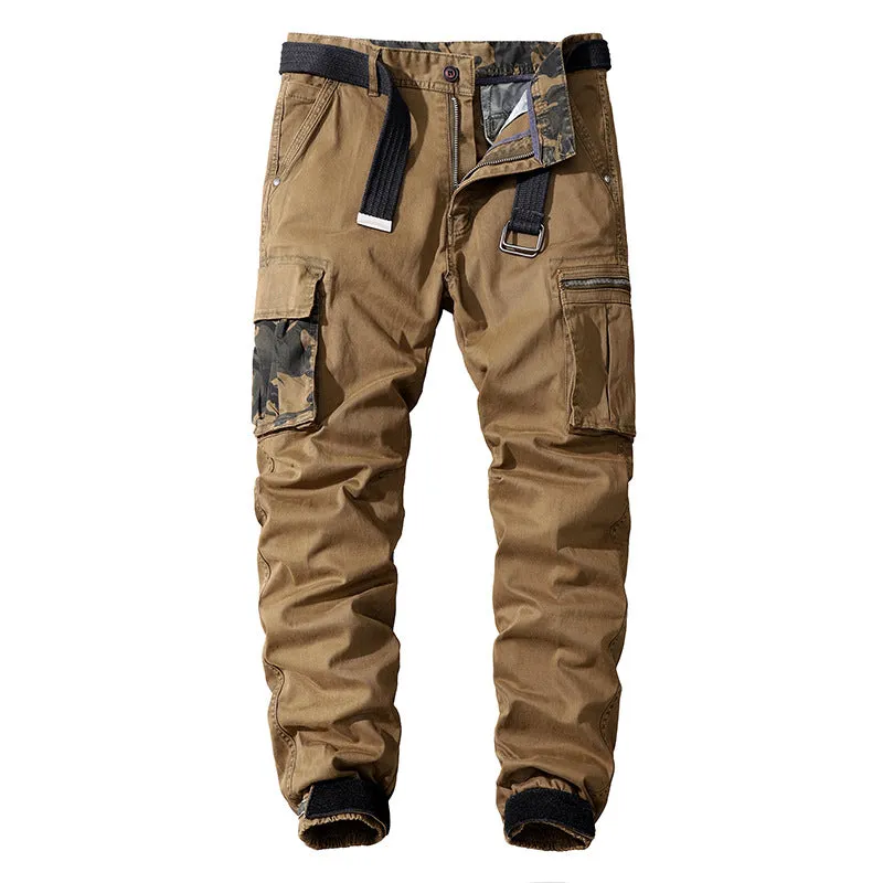 Men's Solid Color Camo Detail Pants