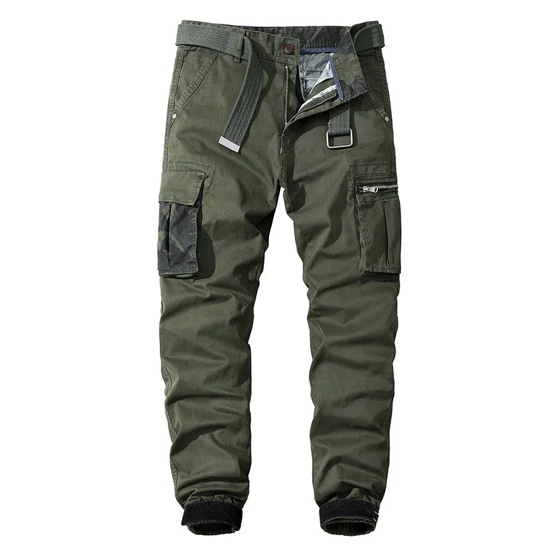 Men's Solid Color Camo Detail Pants