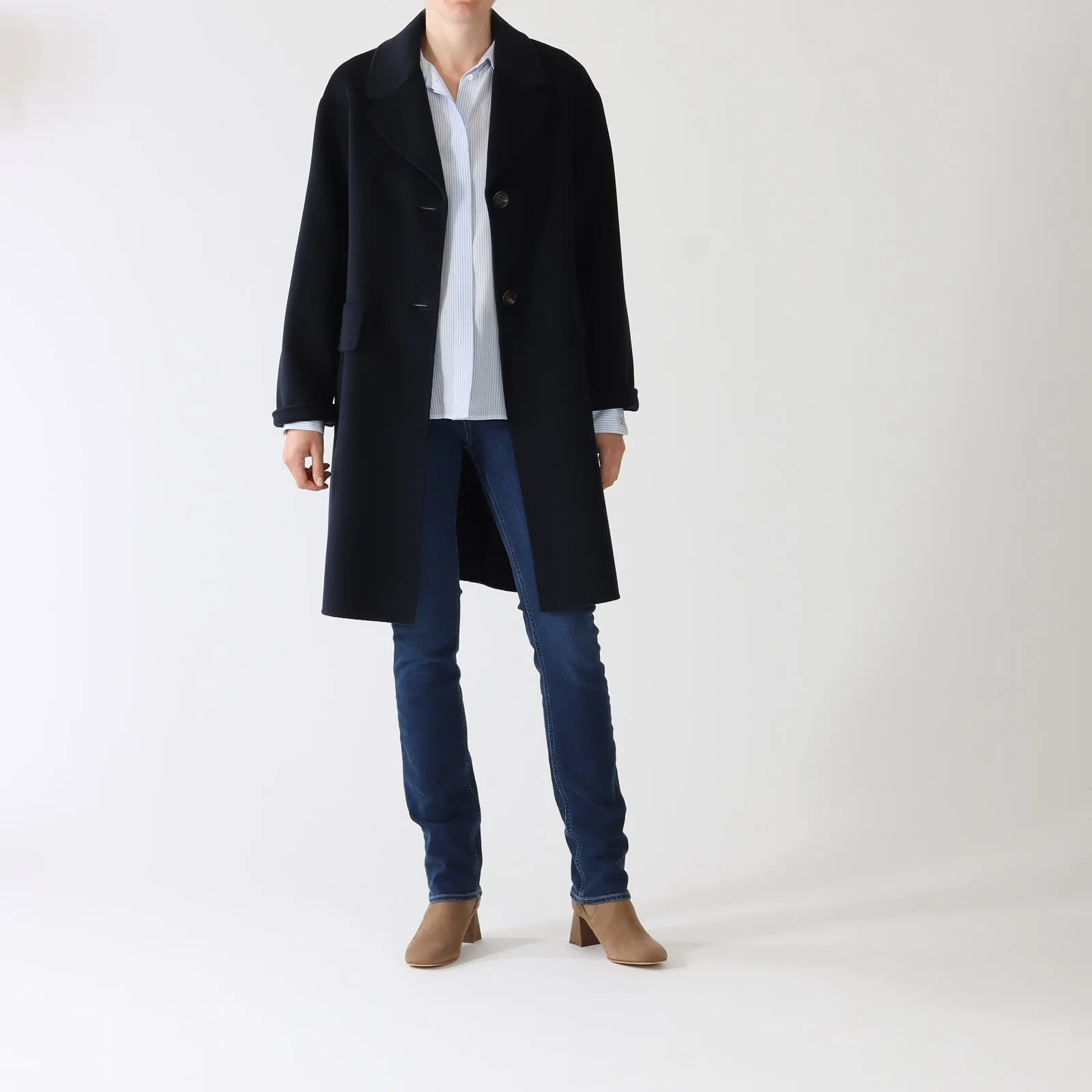 Midnight Blue Virgin Wool Coat